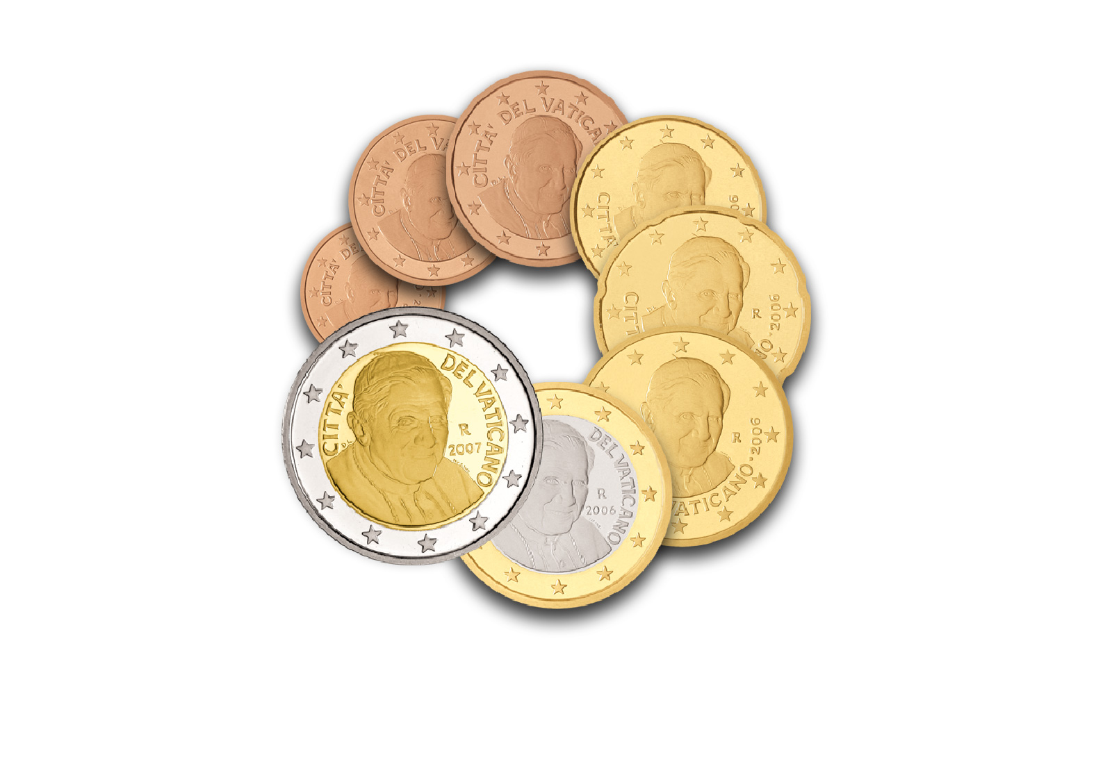 Kursmünzensatz 2007 Vatikan Papst Benedikt XVI. st