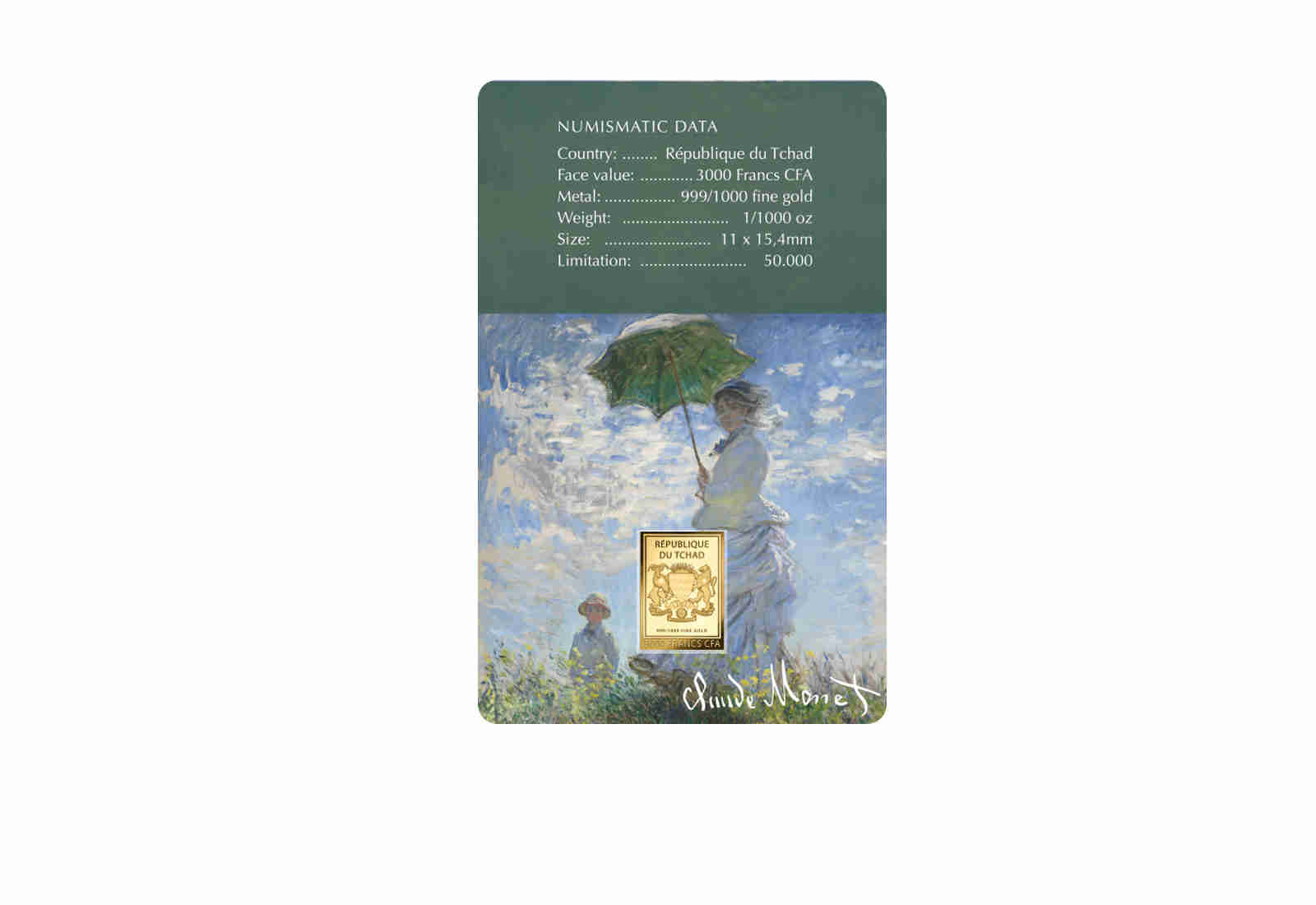 Goldmünze Motiv "Frau mit Sonnenschirm und Sohn" Coincard 999/1000 Gold Geschenk