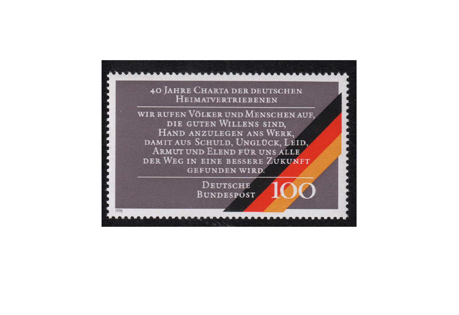 Faksimile BRD 1990 40 Jahre Charta der Heimatvertriebenen Michel Nr. XIV