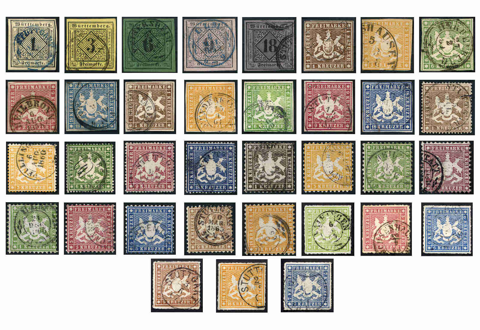 Württemberg Mi.: 1-35 gest.