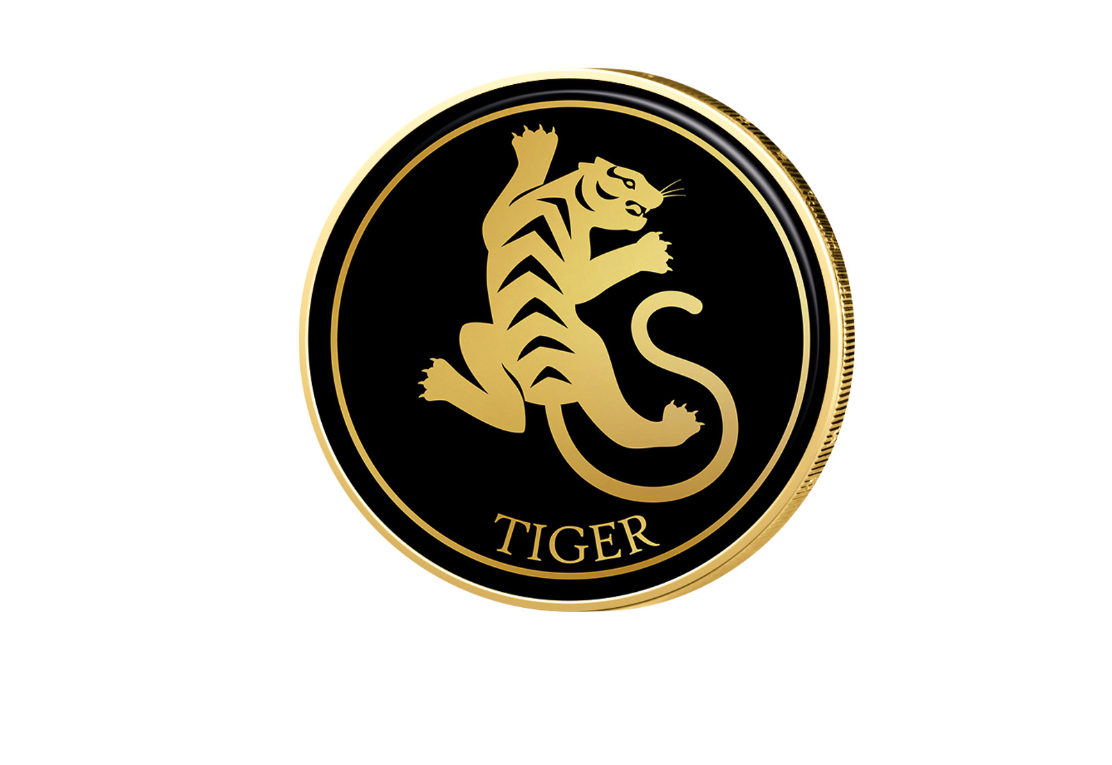 2 Euro vergoldet Chinesisches Tierkreiszeichen Tiger mit Farbmotiv