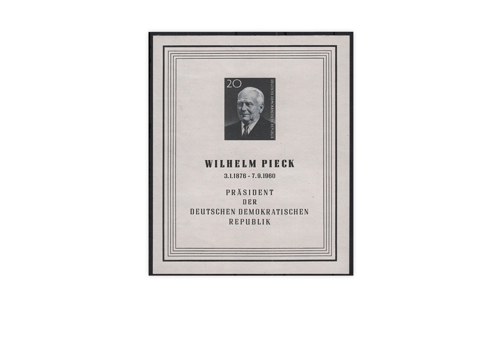 DDR Block 16 1960 Todestag Präsident W. Pieck gest.