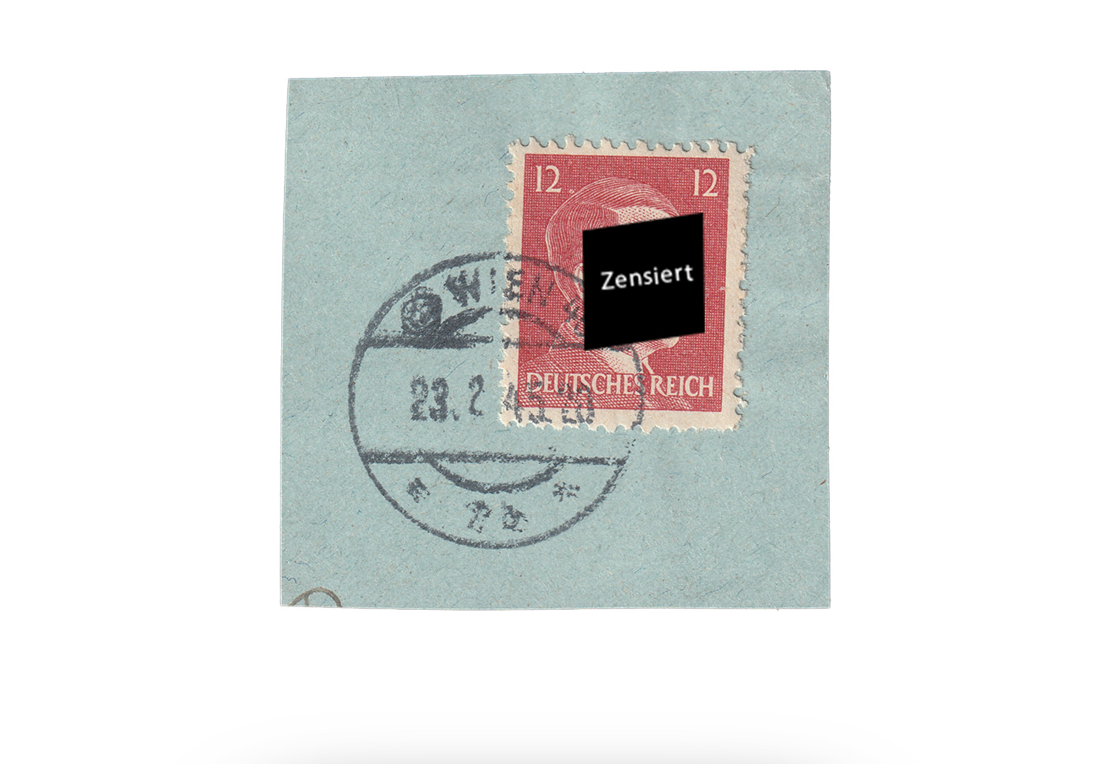 Amerikanische Fälschung 16 gest. FB 12 Pf. auf Briefstück Propagandafälschung