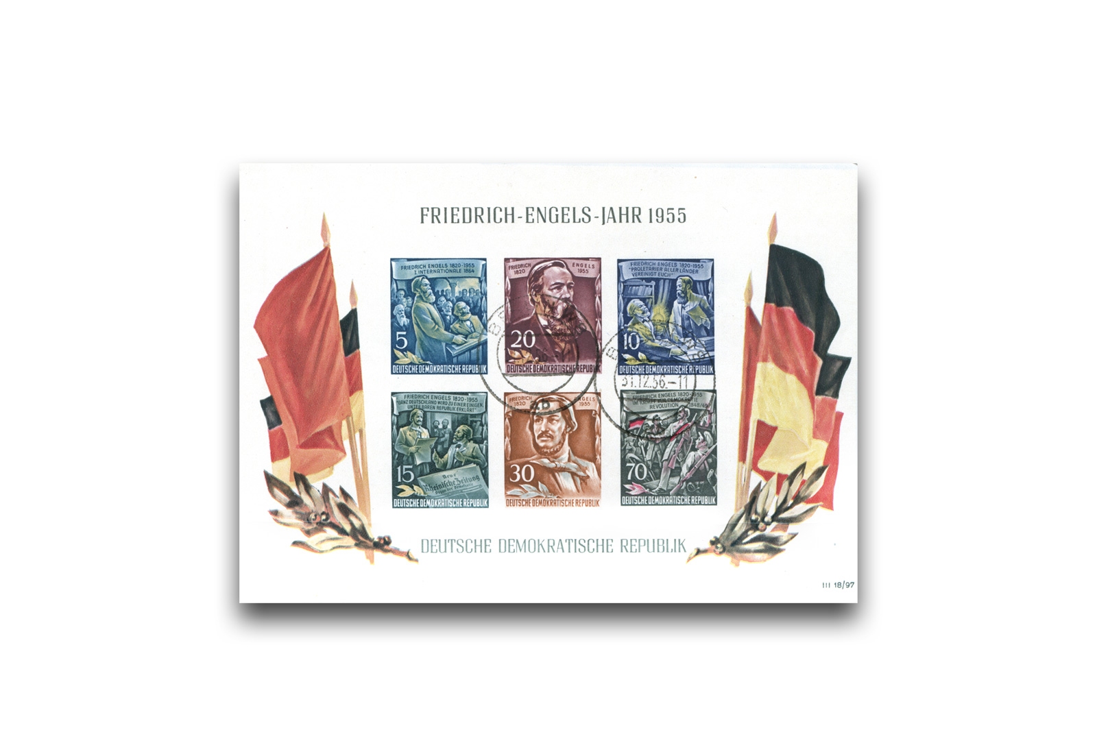 DDR Block 13 gestempelt Friedrich-Engels Jahr 1955