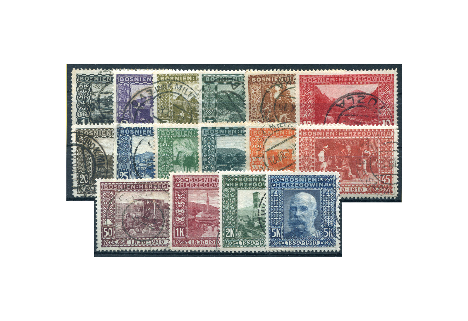 Briefmarken Bosnien/Herzegowina Jahrgang 1910 Michel-Nr. 45/60 gestempelt