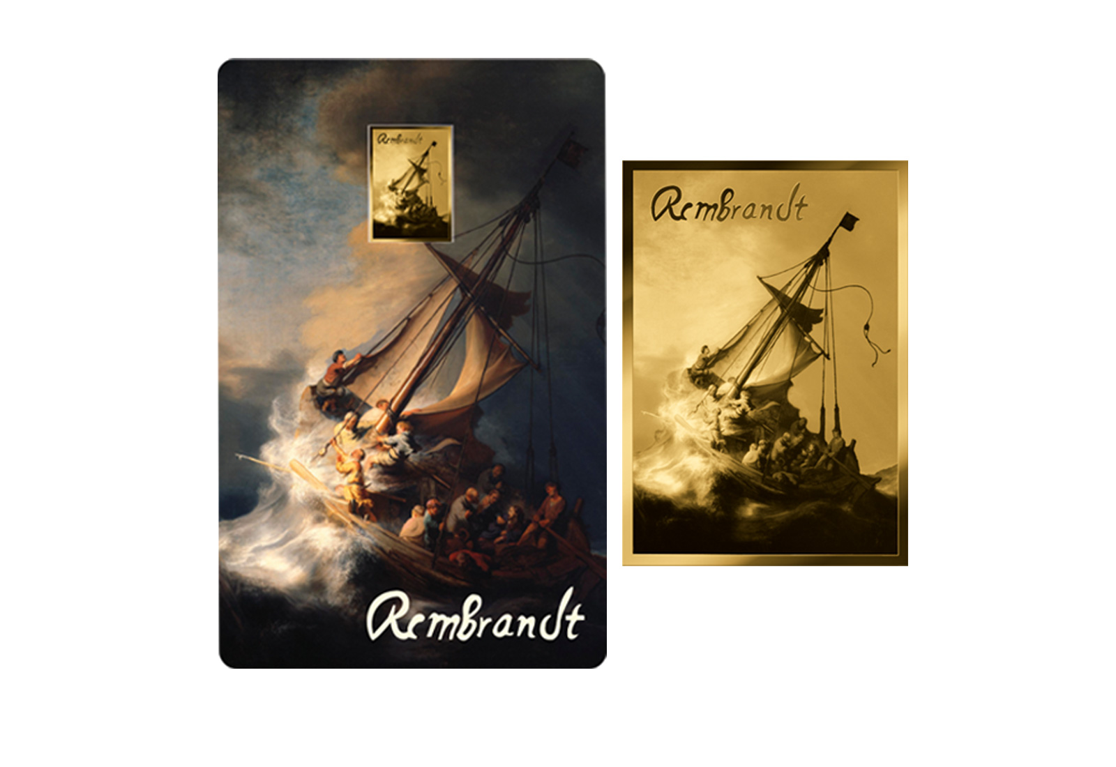 Goldmünze Motiv Christus im Sturm auf dem See Genezareth Coincard 999/1000 Gold Geschenk