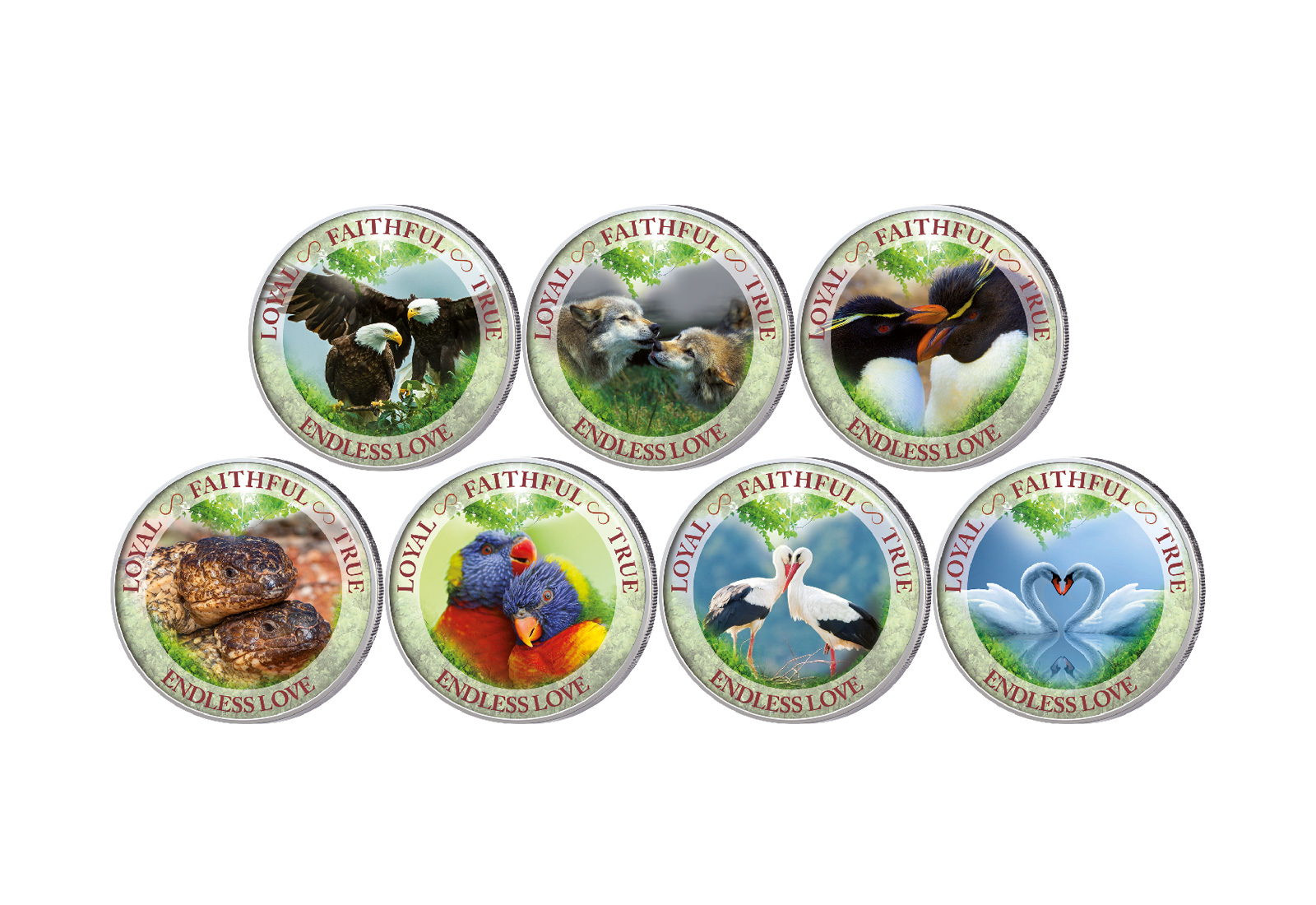 Tiere Monogamie 7er Kollektion mit Farbapplikation im Etui inkl. Zertifikat