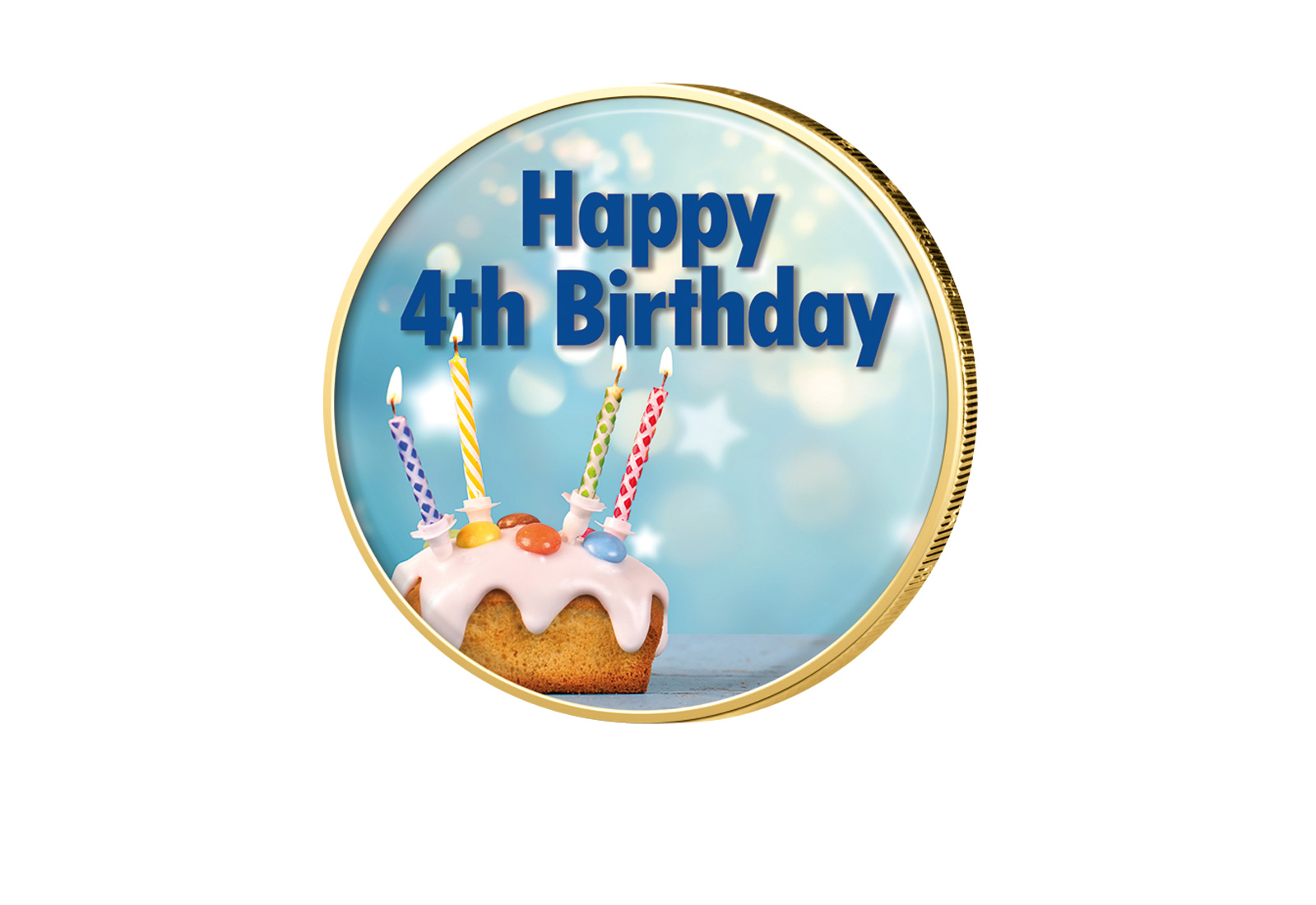 2 Euro vergoldet 4. Geburtstag mit Farbmotiv