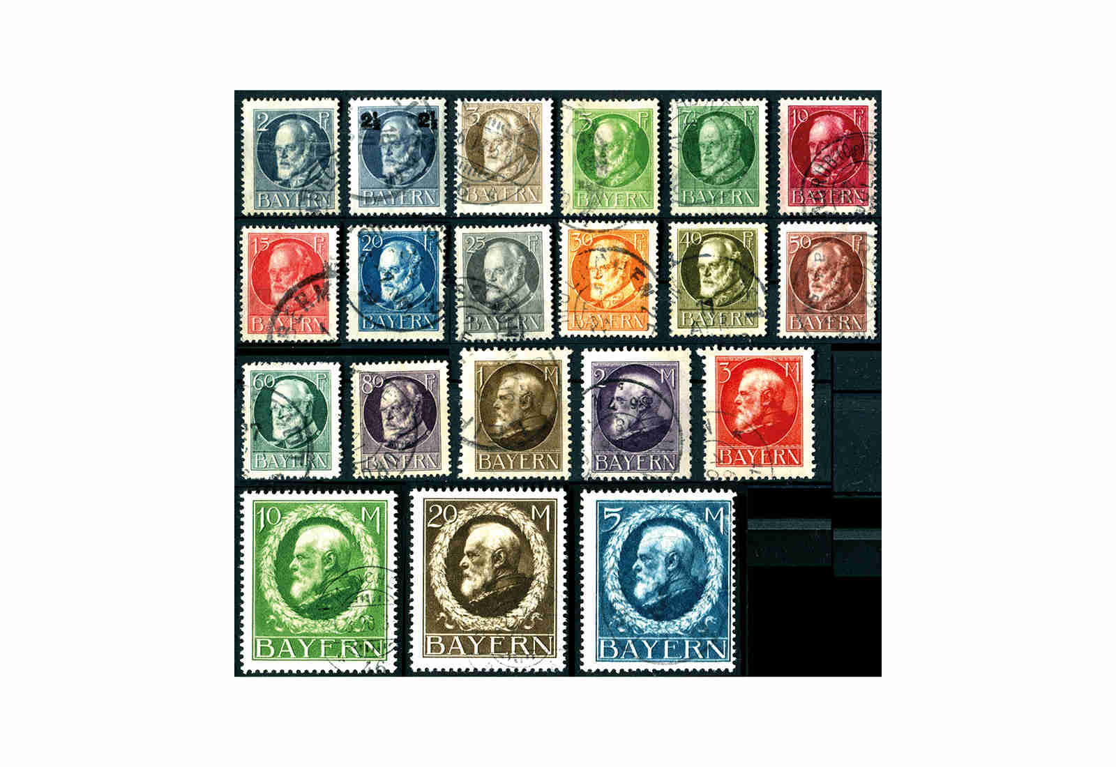 Bayern Freimarken 1916/20 Ludwig III. MiNr.: 94-115 II Agest