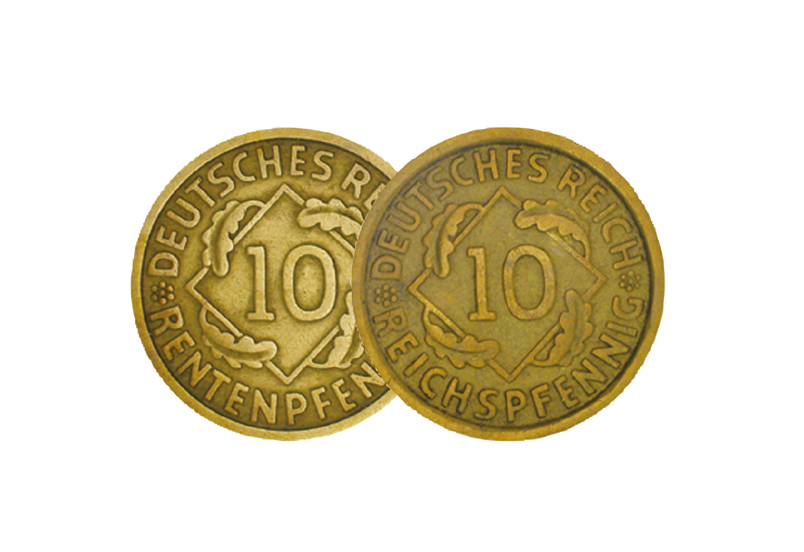 10 Rentenpfennig und 10 Reichspfennig 1923-1936 Weimarer Republik Prägestätte A Jaeger Nr. 309 und 317