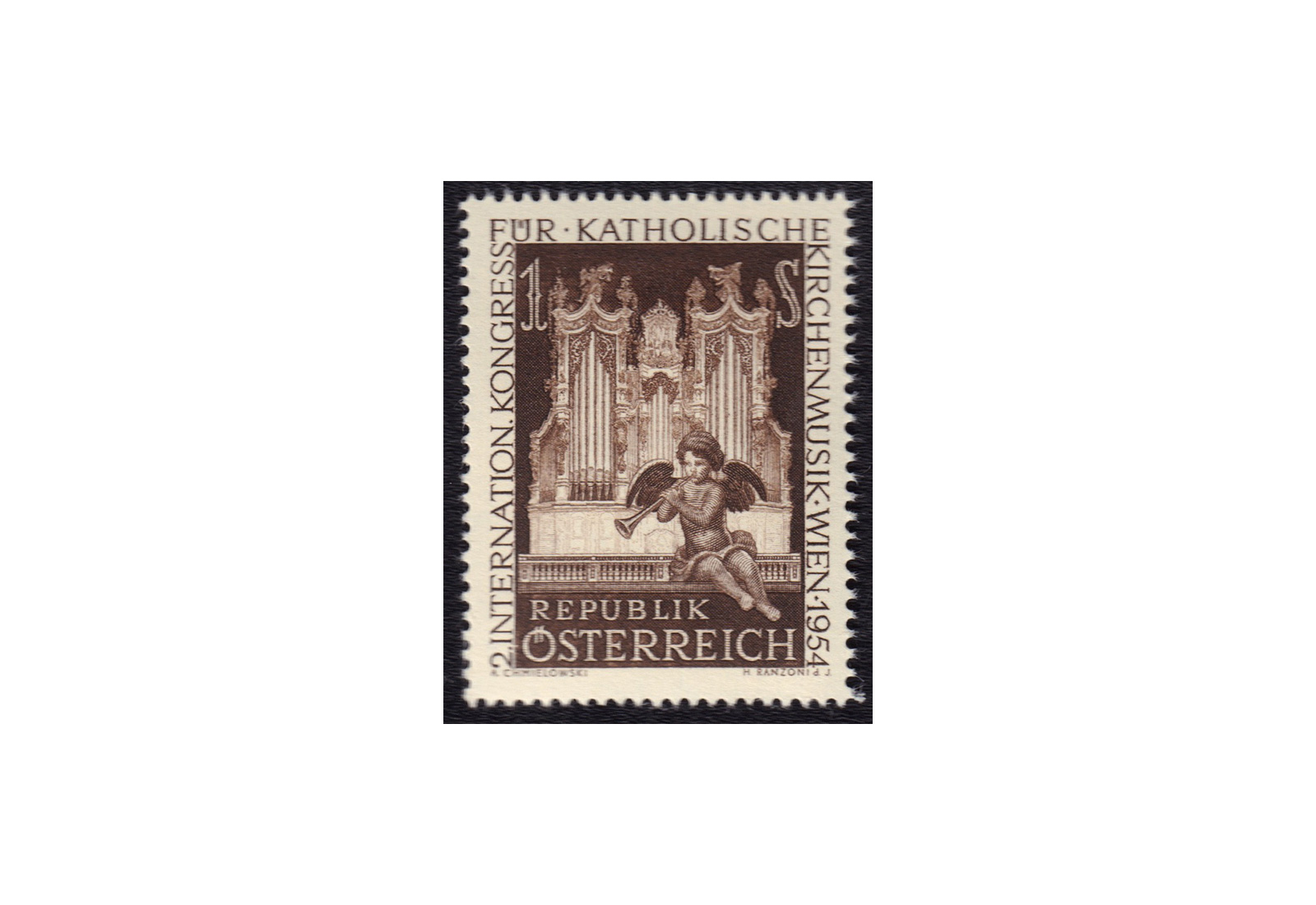 Österreich Einzelausgabe 1954 Internationaler Kongreß für katholische Kirchenmusik Michel Nr. 1008 gestempelt