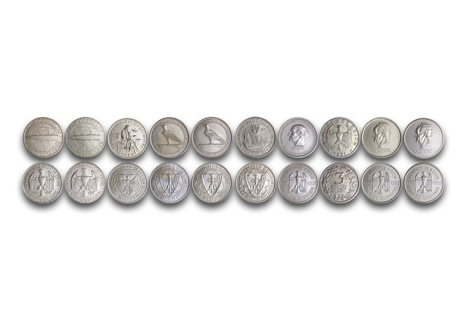 Komplettsammlung Silbermünzen Weimarer Republik 1925-1932