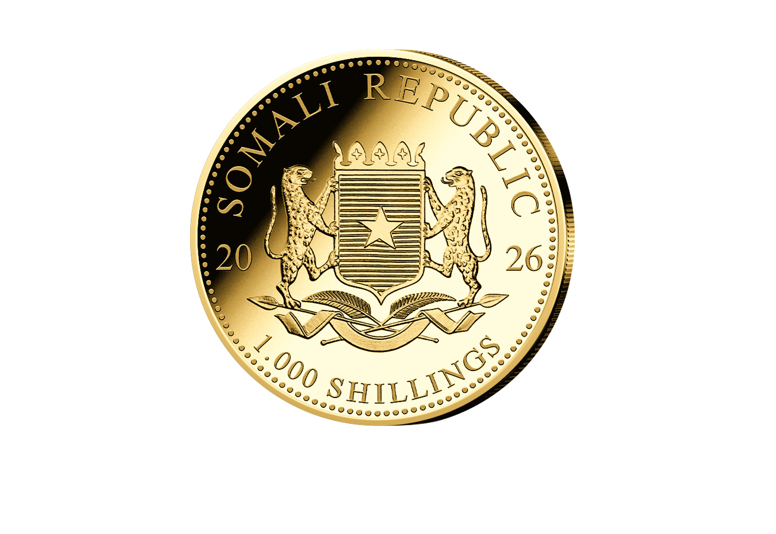 African Wildlife Serie 1oz Gold 2026 Somalia Elefant