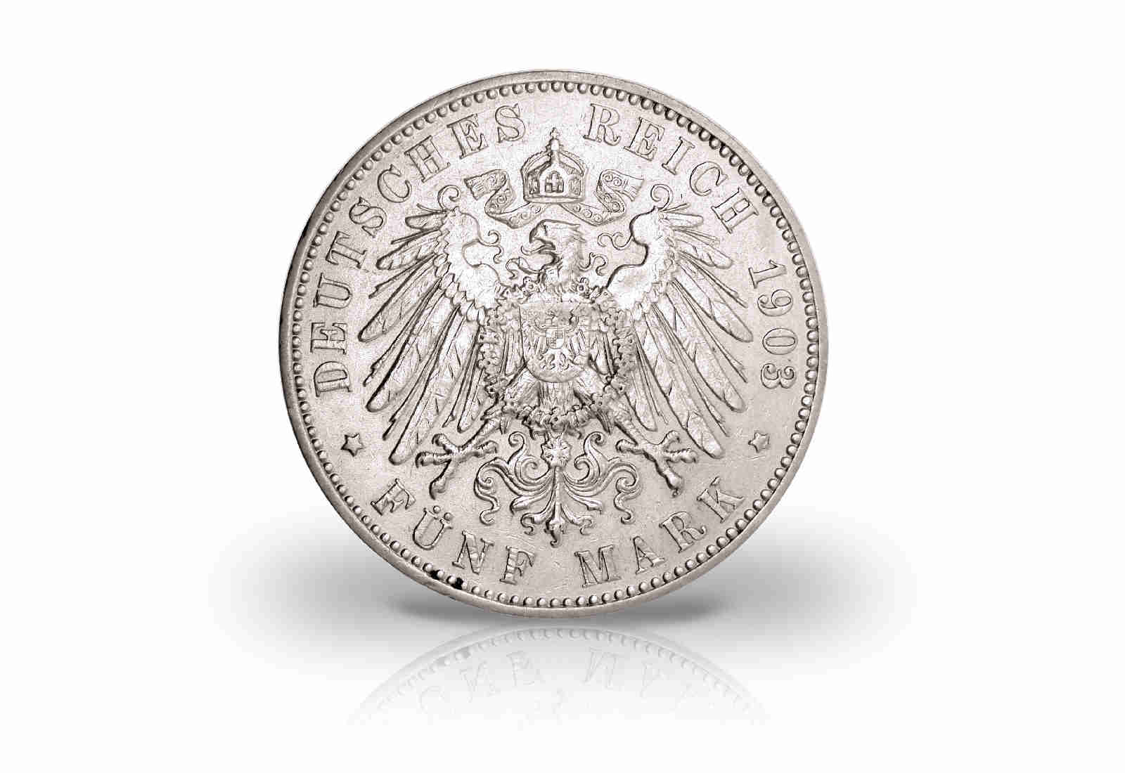5 Mark 1903-1904 Deutsches Kaiserreich Sachsen König Georg Jaeger-Nr. 130