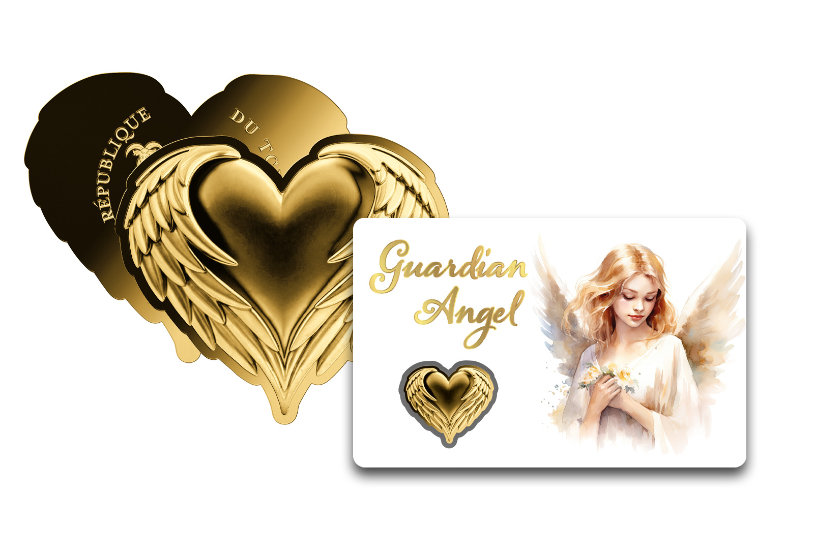 Goldmünze Motiv Schutzengel Coincard Feinheit 999/1000 Geschenk