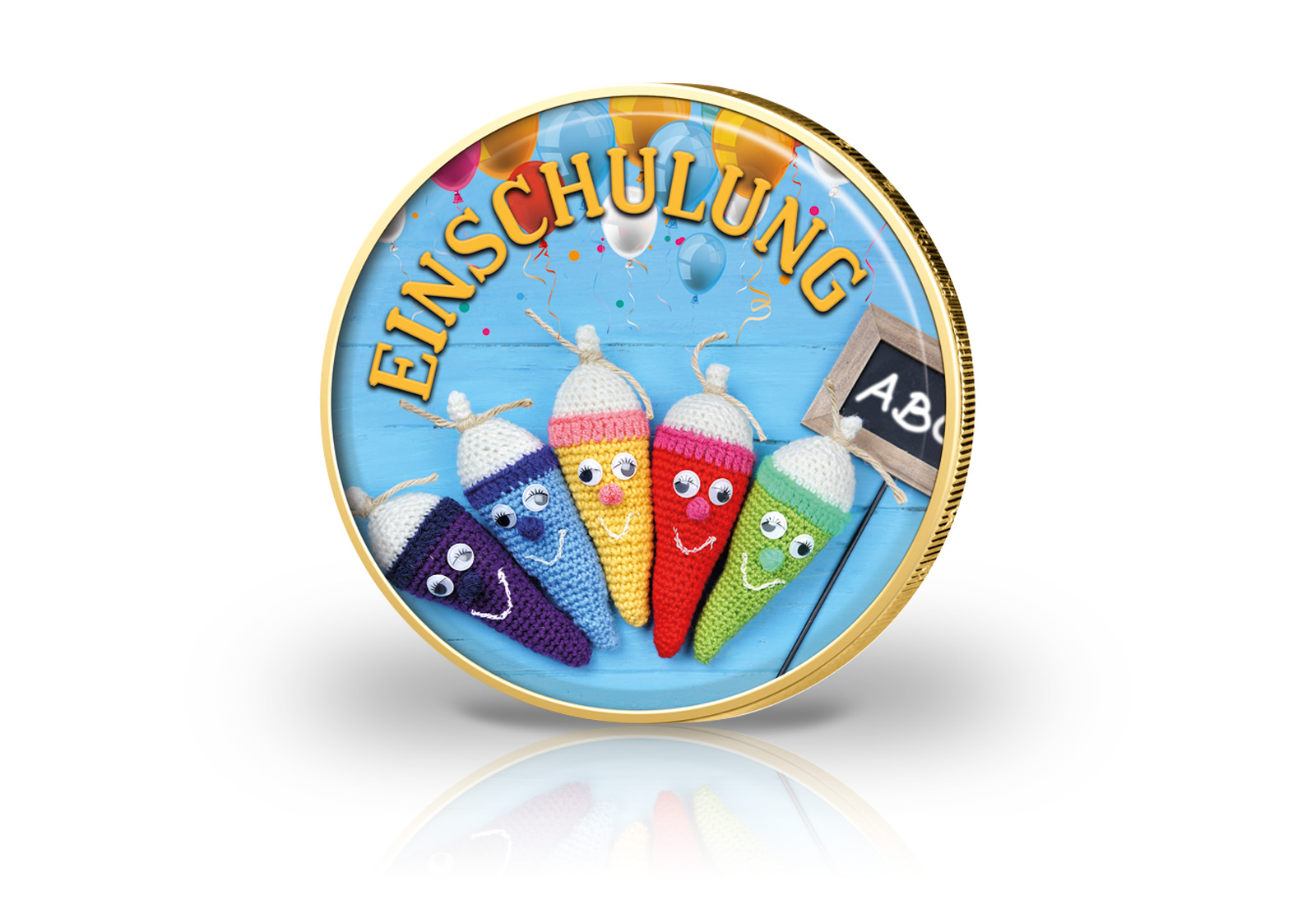 2 Euro vergoldet Einschulung I mit Farbmotiv