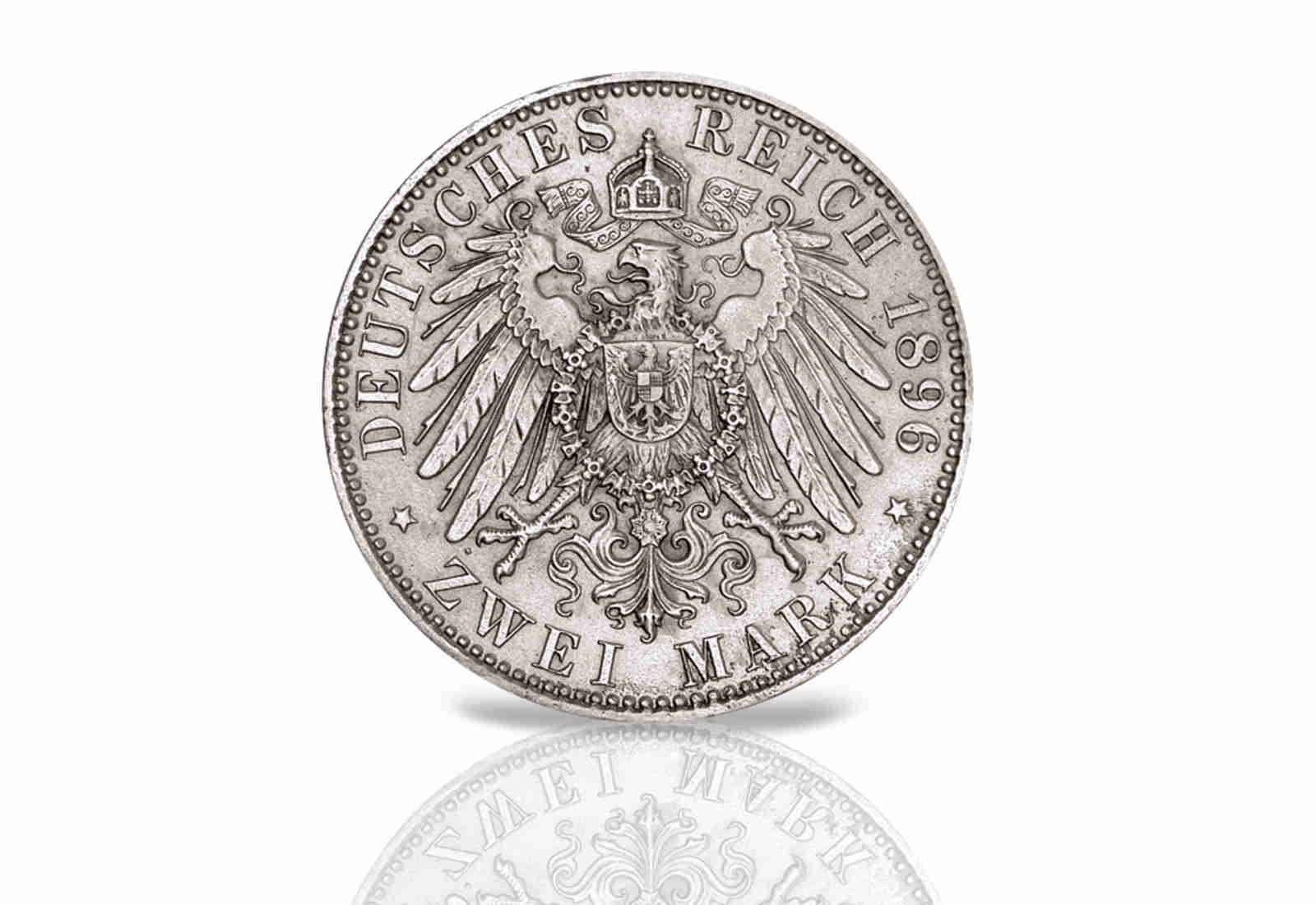 2 Mark 1896/1901 Kaiserreich Schwarzbg.-Sond. Karl Günther Jaeger-Nr. 168