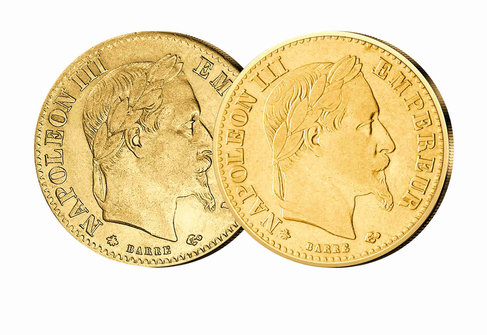 10 und 20 Francs Gold Set Frankreich 1861 - 1870 Napoleon III. mit Kranz