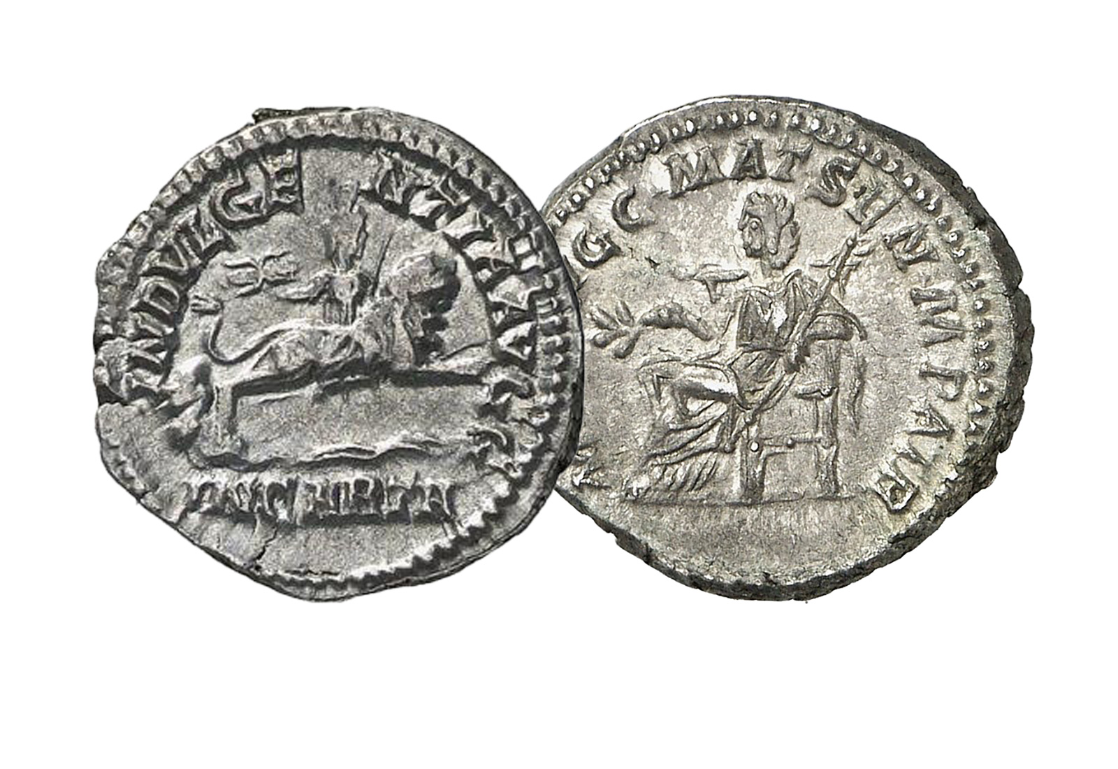 2er Set Silberdenar 193 - 211 n. Chr. Serverus und Domna im Etui mit Zertifikat