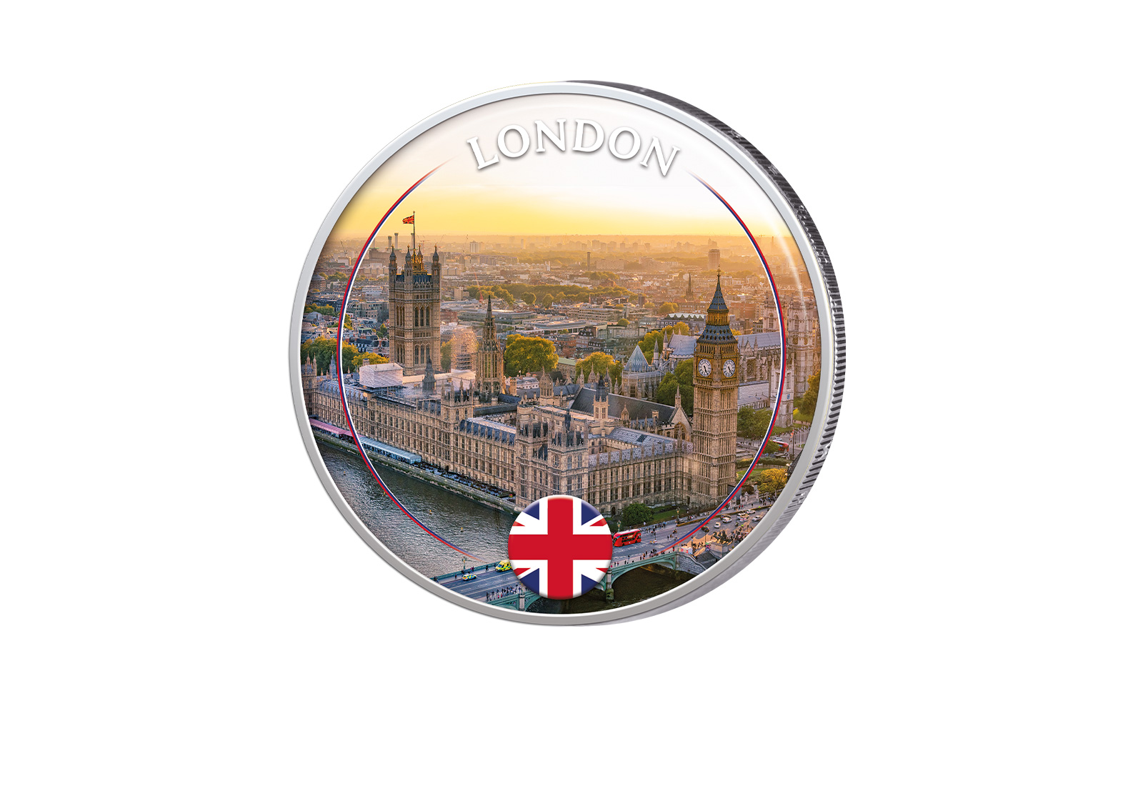 2 Euro mit Farbapplikation London - Vereinigtes Königreich