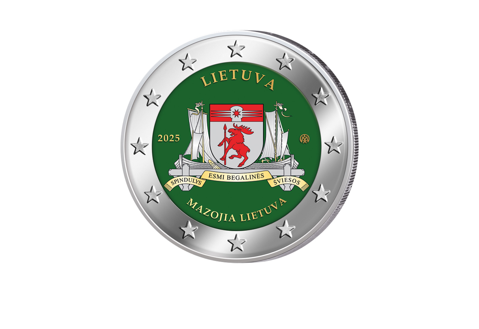 2 Euro 2025 Litauen Mazoji Lietuva mit Farbapplikation