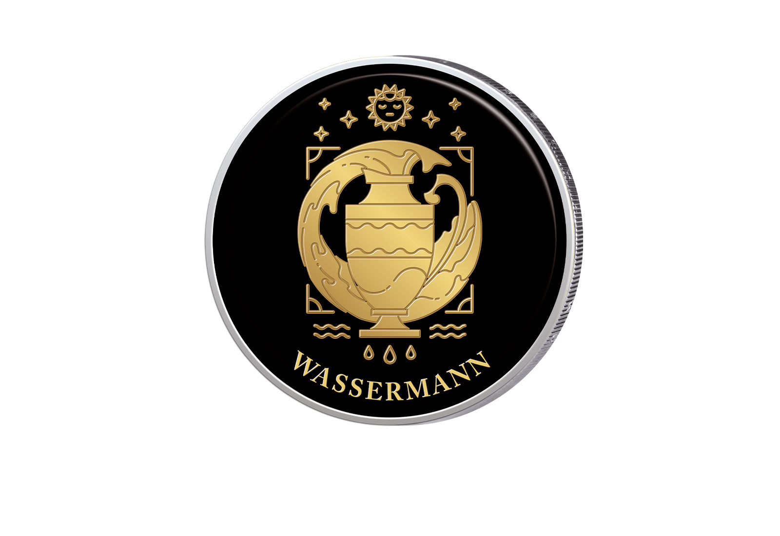2 Euro mit Farbapplikation Sternzeichen Wassermann