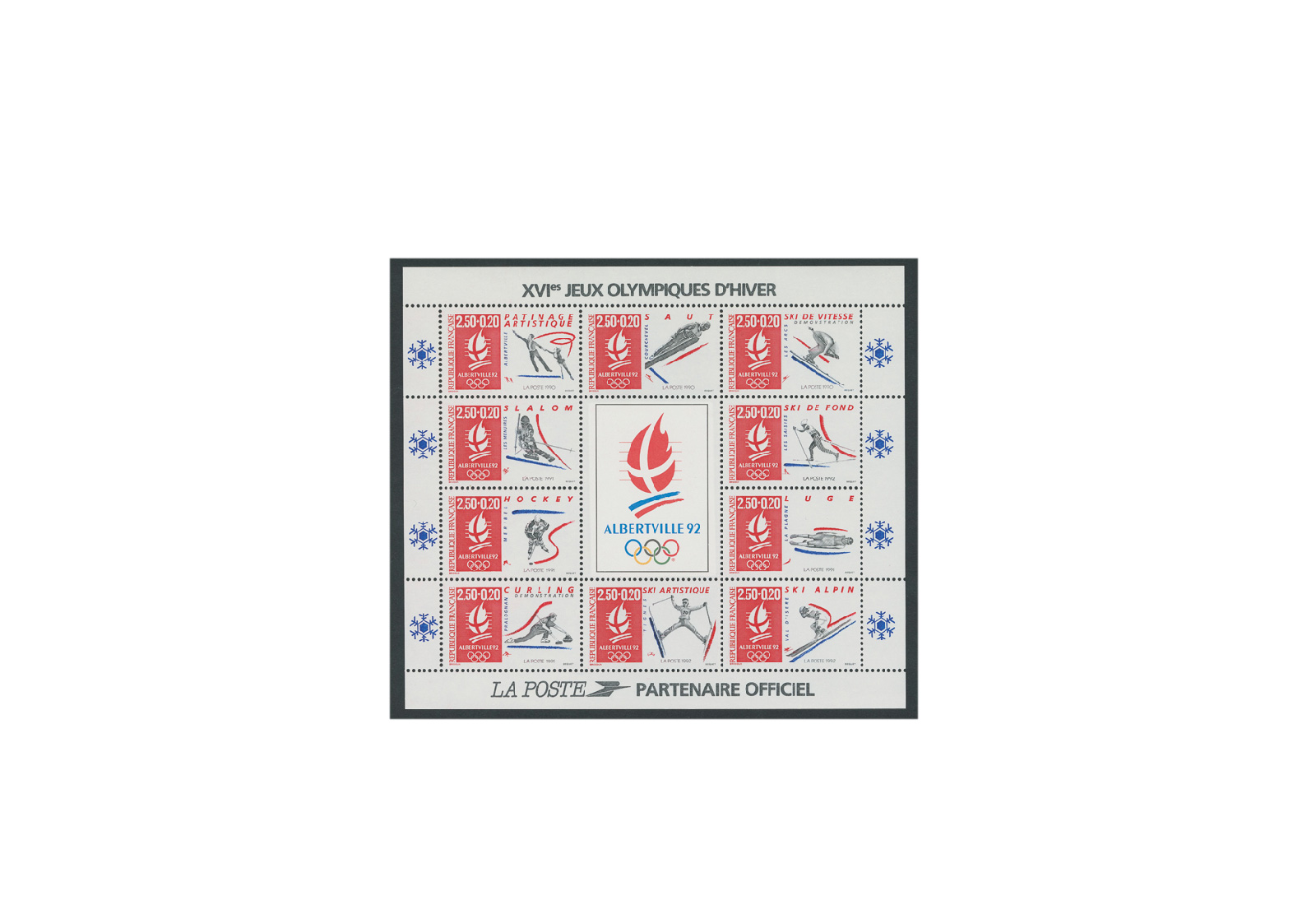 Briefmarken Frankreich Olympische Winterspiele 1992 Block 12 gestempelt