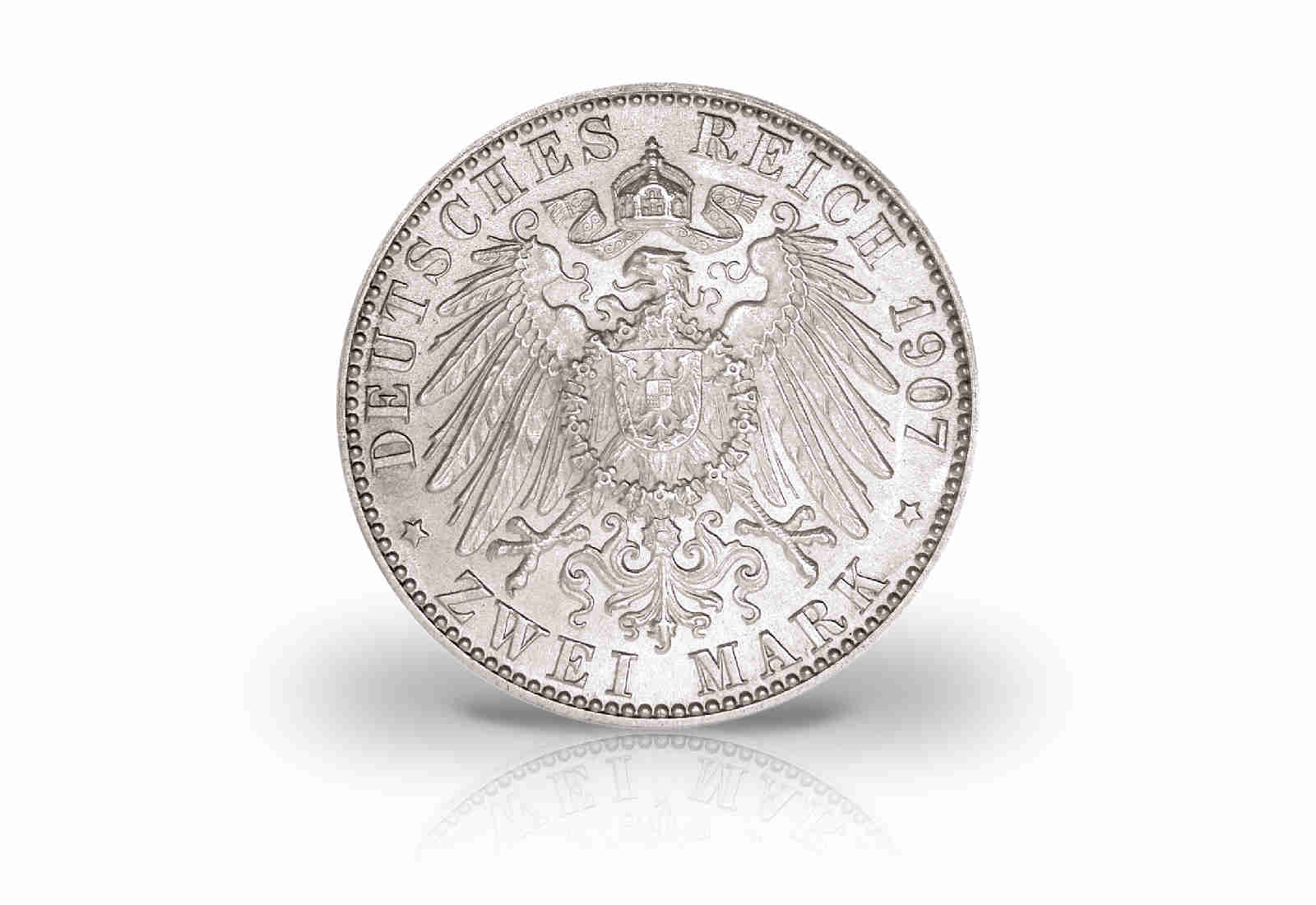 2 Mark 1907 Deutsches Kaiserreich Baden Ghzg. Tod Friedrich I. Jaeger-Nr. 36