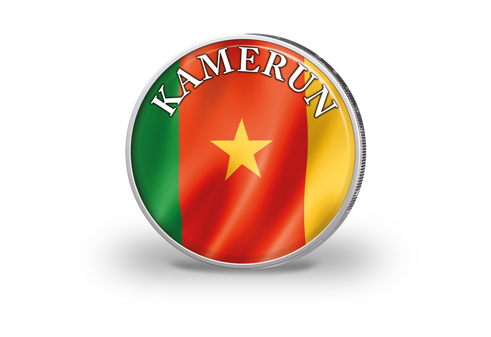 2 Euro vergoldet Kamerun Flagge mit Farbmotiv