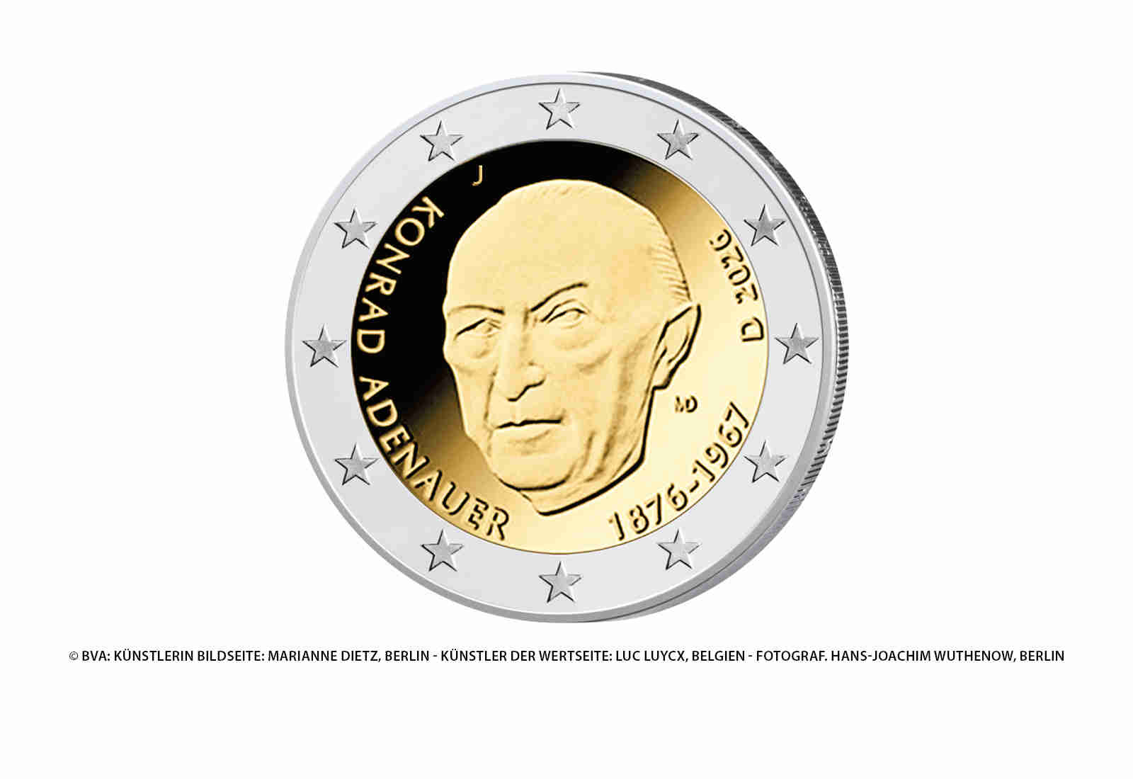 2 Euro 2026 Deutschland Konrad Adenauer Prägestätten unserer Wahl