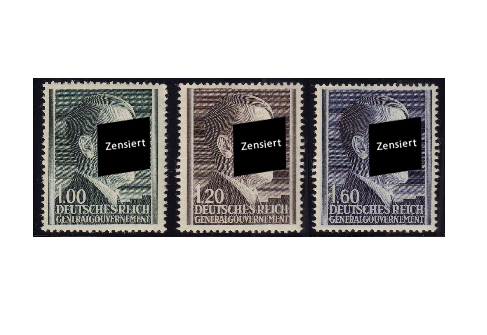 Generalgouvernement Freimarken: Adolf Hitler 1942 Michel Nr. 86/88 B postfrisch