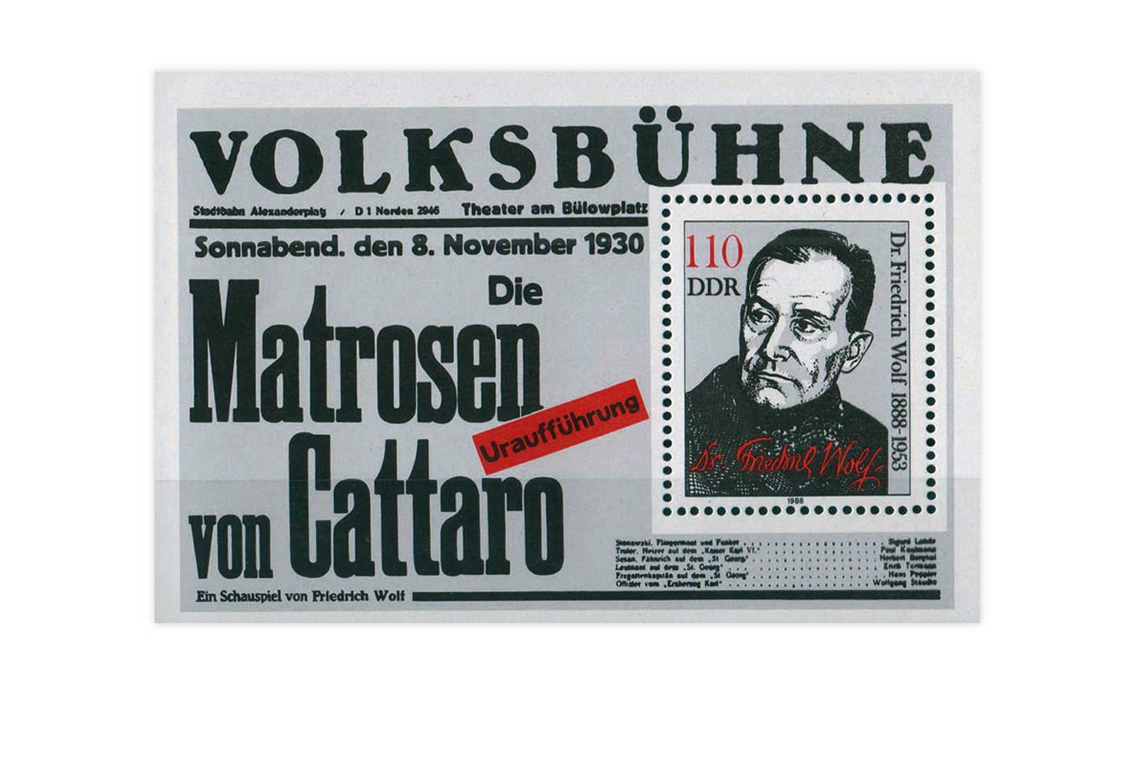 DDR Block 96 100. Geburtstag Friedrich Wolf 1988 **