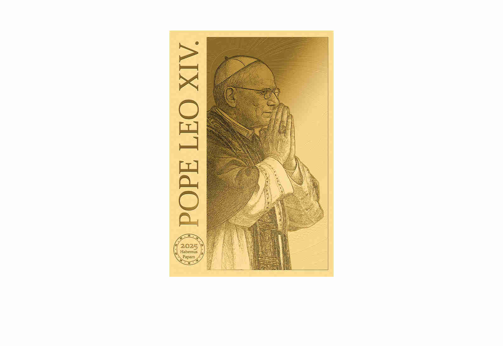 Goldbarren 1/10 oz 999/1000 Gold Papst Leo XIV in Holzrahmen