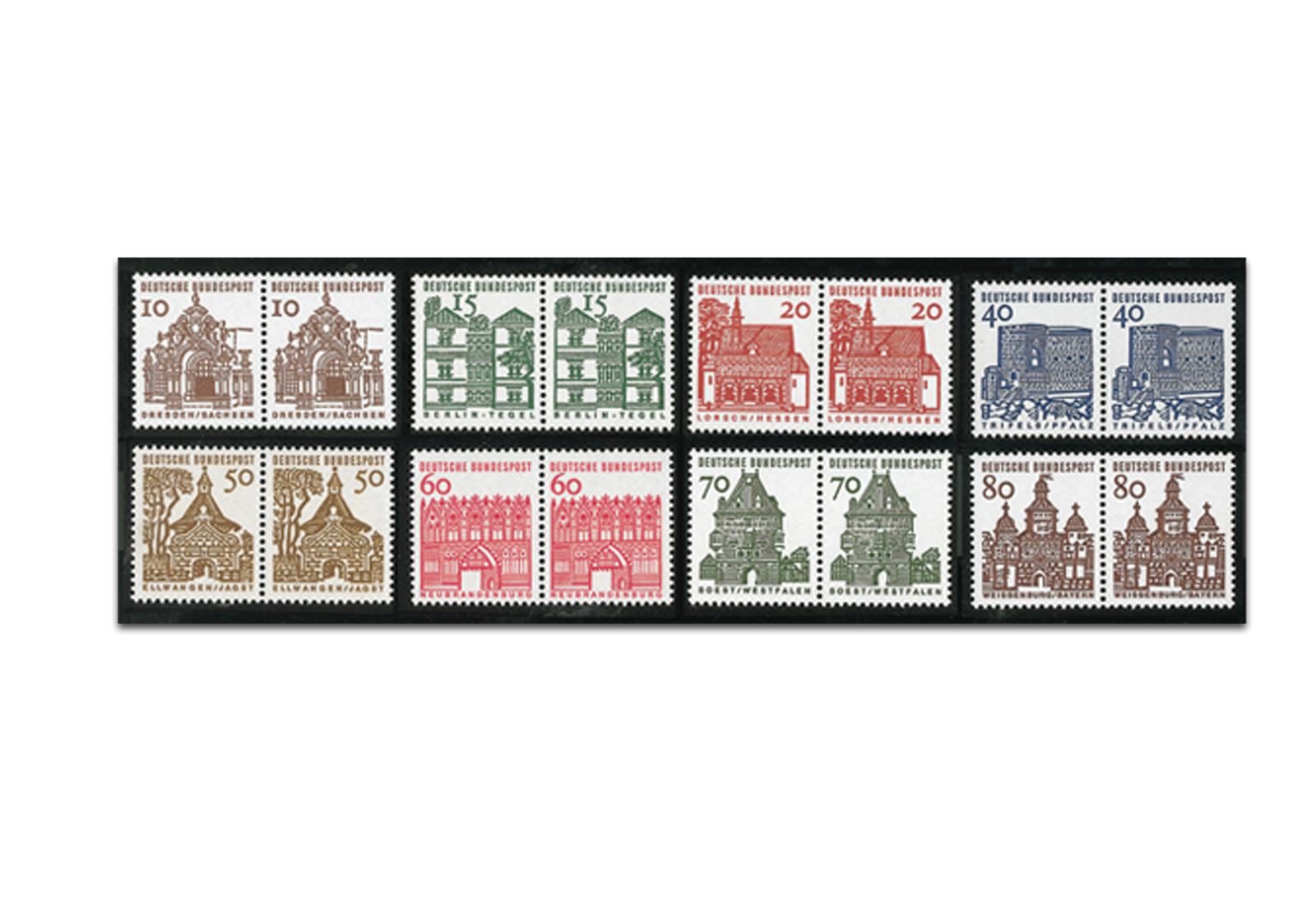 Briefmarken BRD MiNr: 454-461 ** PA Kleine Bauwerke