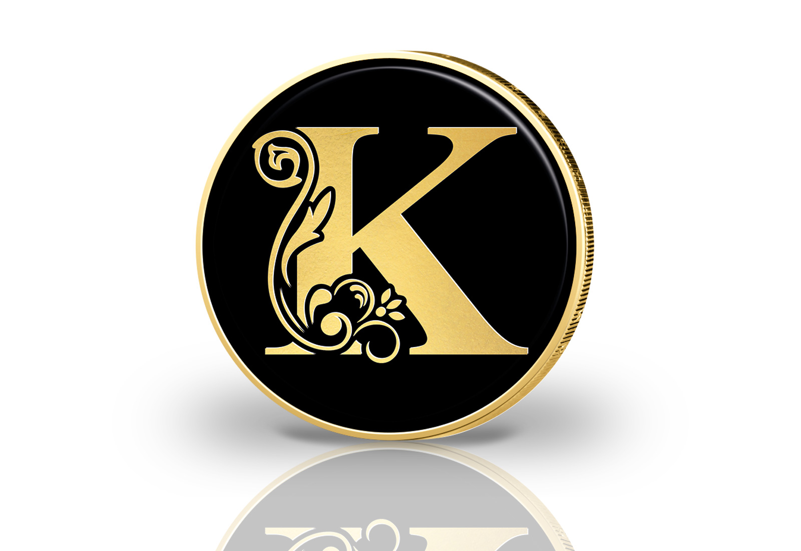 2 Euro vergoldet mit Farbmotiv Buchstabe K