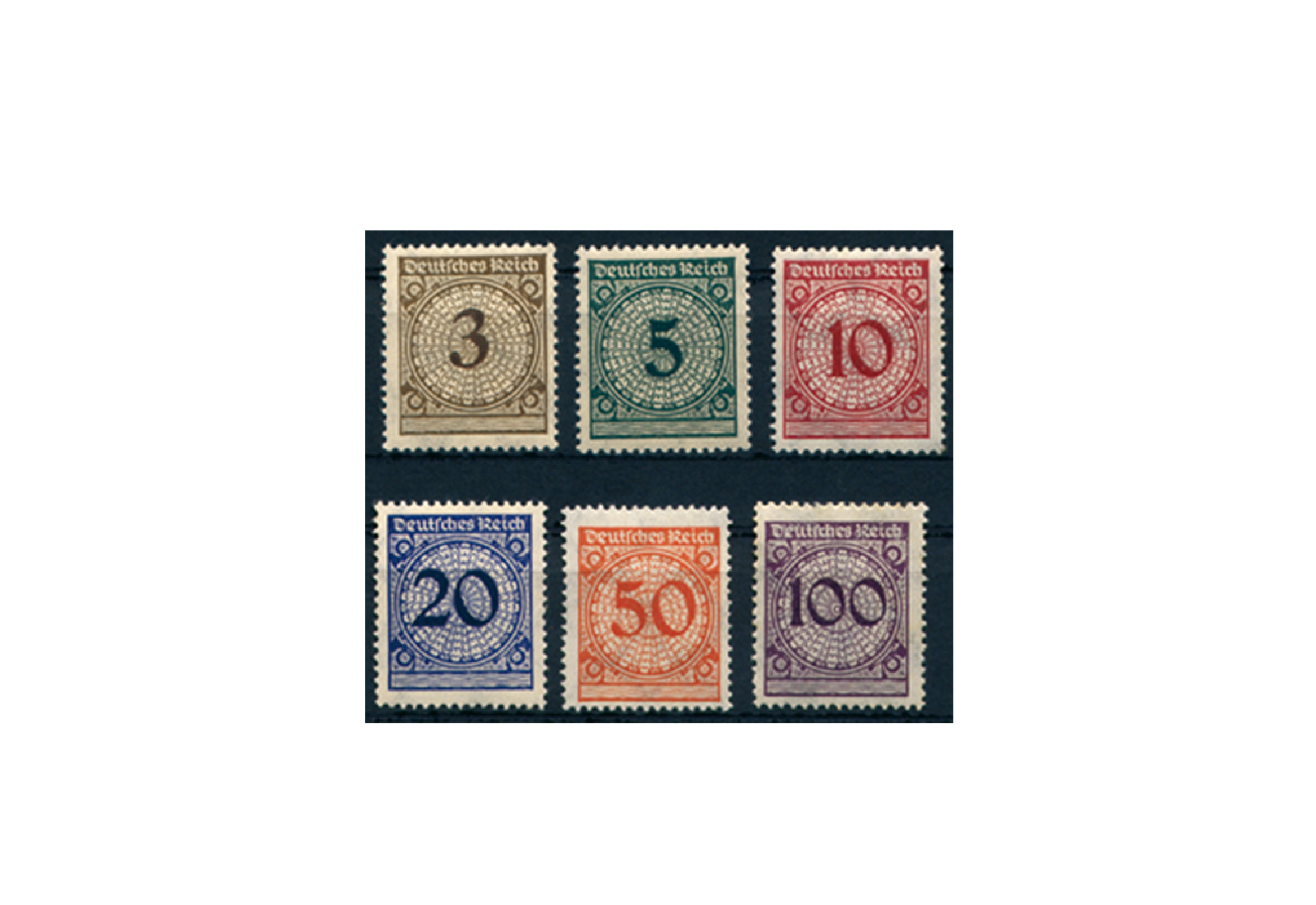 Briefmarken Deutsches Reich 1923 Michel-Nr. 338/343 mit Falz