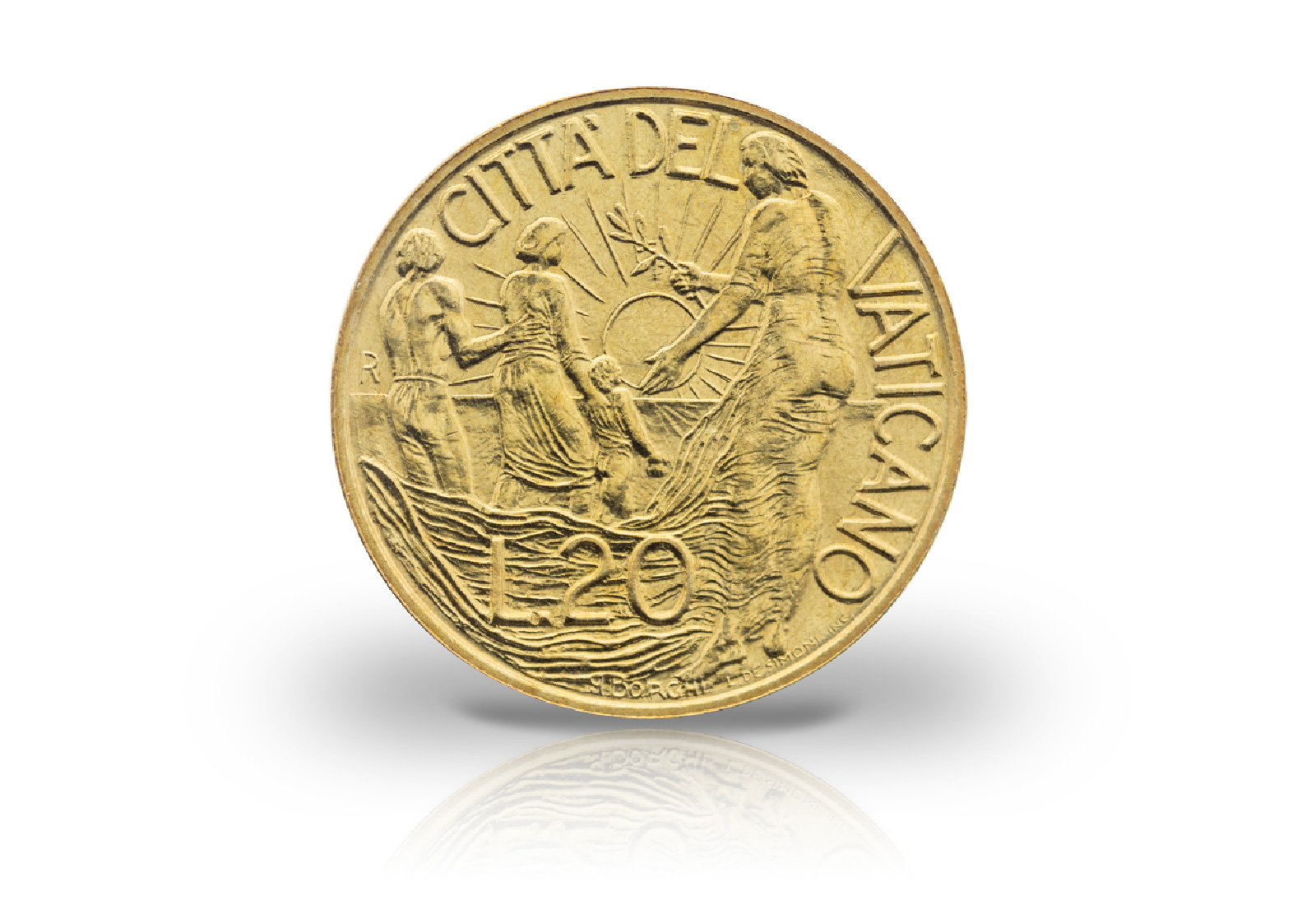 20 Lire 1998 Vatikan Papst Johannes Paul II. Familie und Sonne