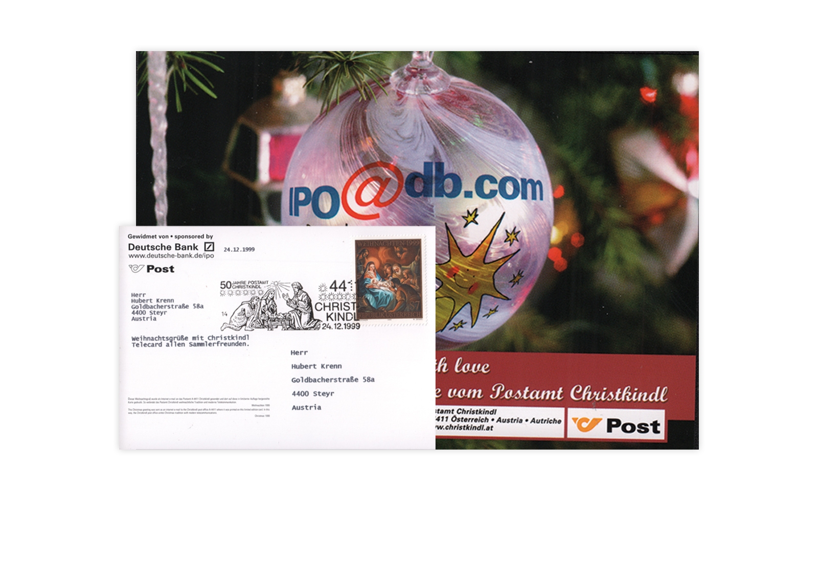 Internet-X-Mas-Card 1999/2000 mit Stempel 24.12.1999 Motiv B