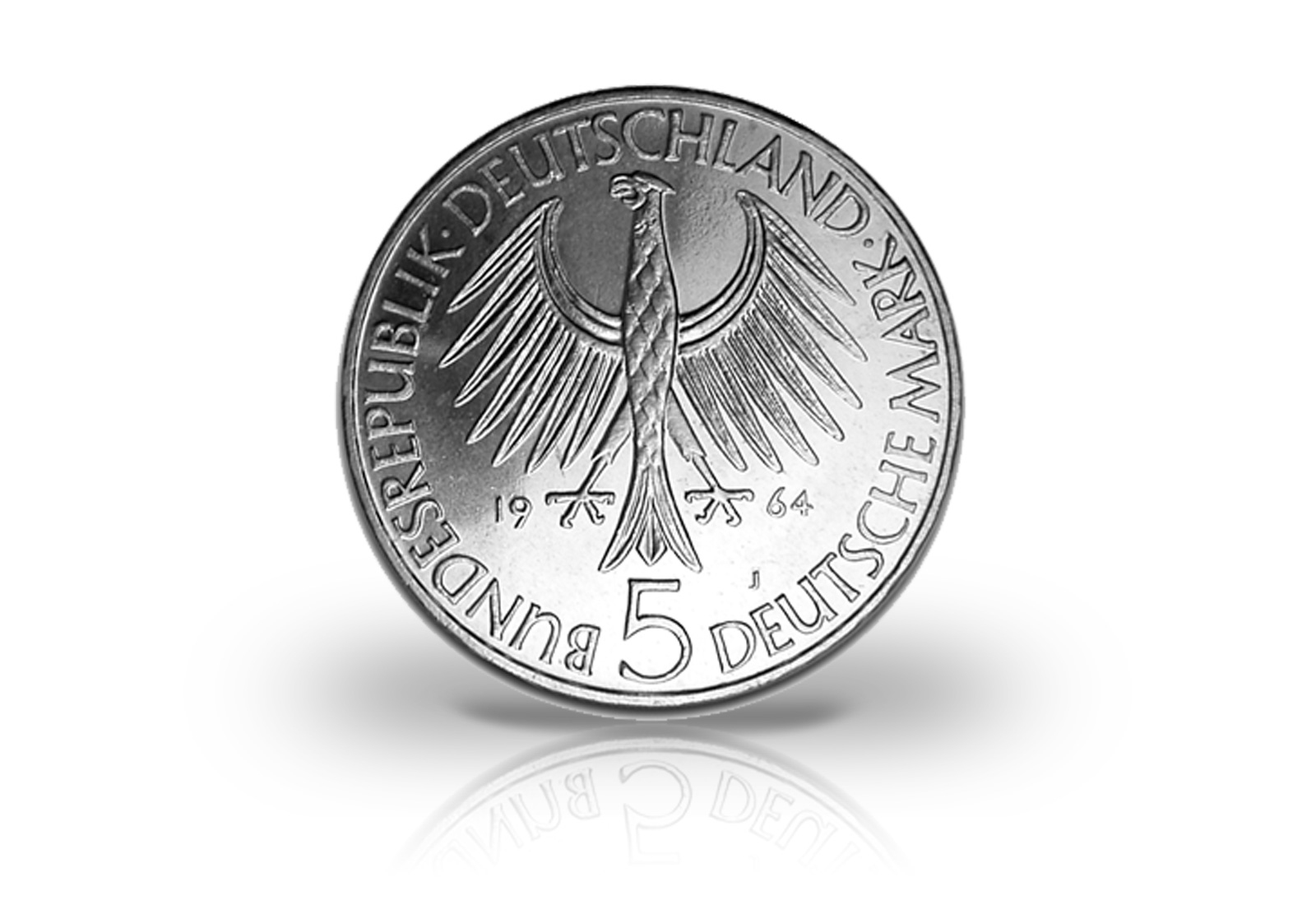 5 DM Silbermünze 1964 BRD Johann Gottlieb Fichte PP Jaeger-Nr. 393