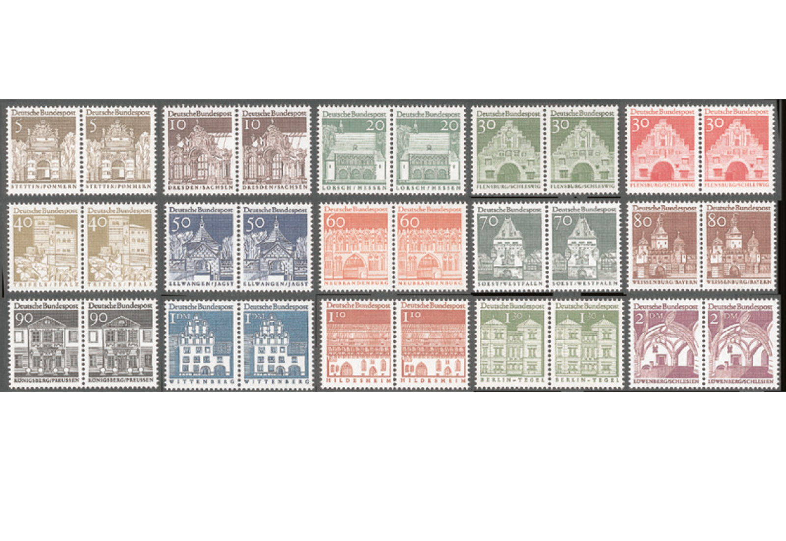 BRD Große Bauwerke, 15 Werte MiNr: 489-503 PA**