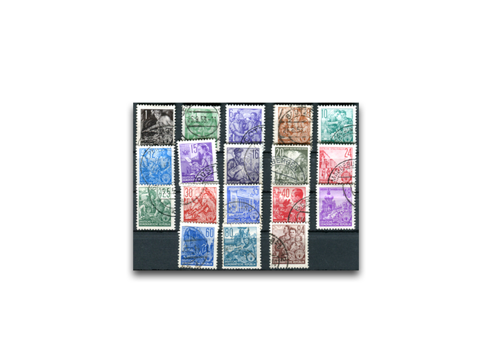 Briefmarken DDR Fünfjahrplan 1953 Michel-Nr. 362-379 gestempelt