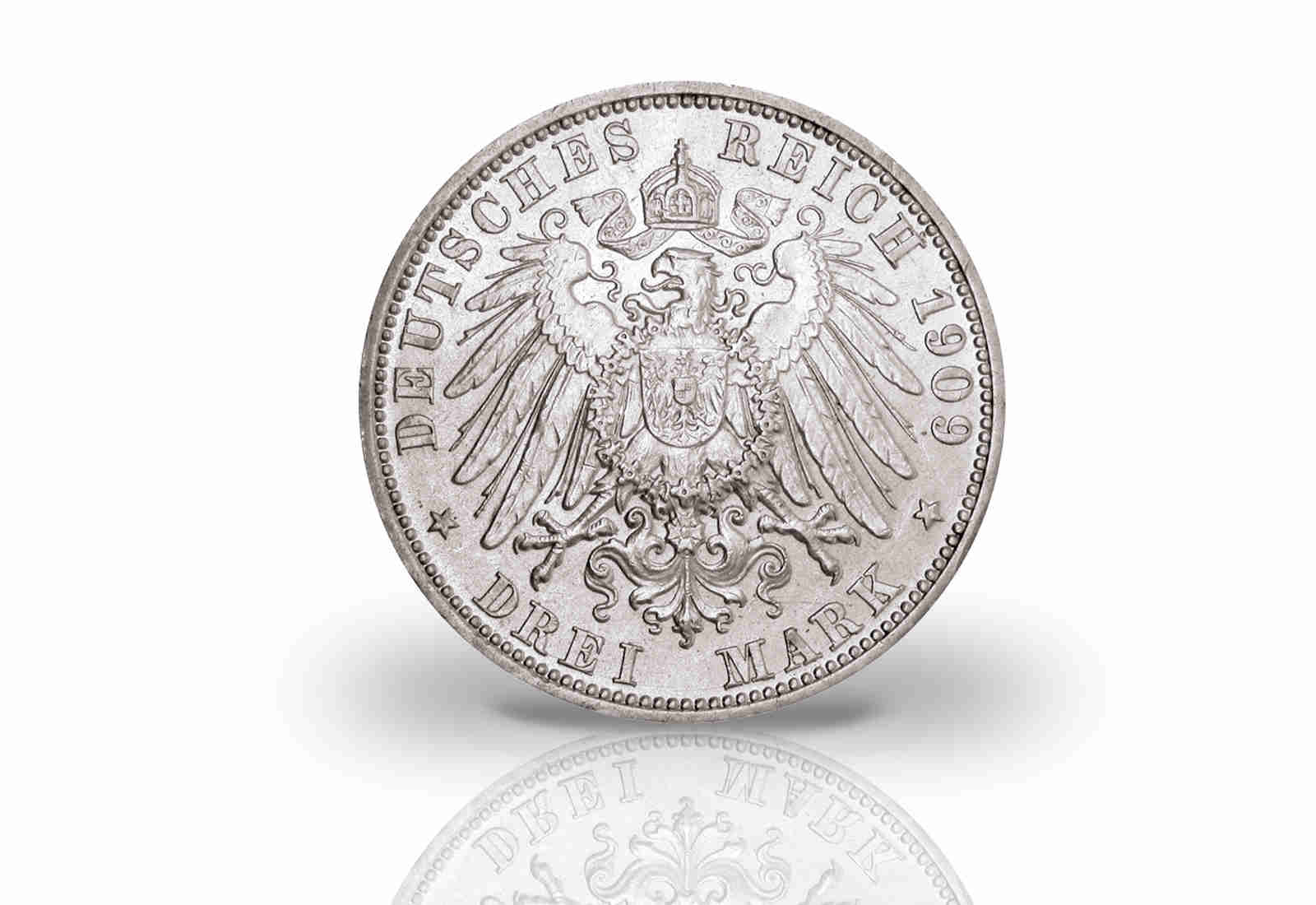 3 Mark 1909 Deutsches Kaiserreich Heinrich XXIV Jaeger-Nr. 119
