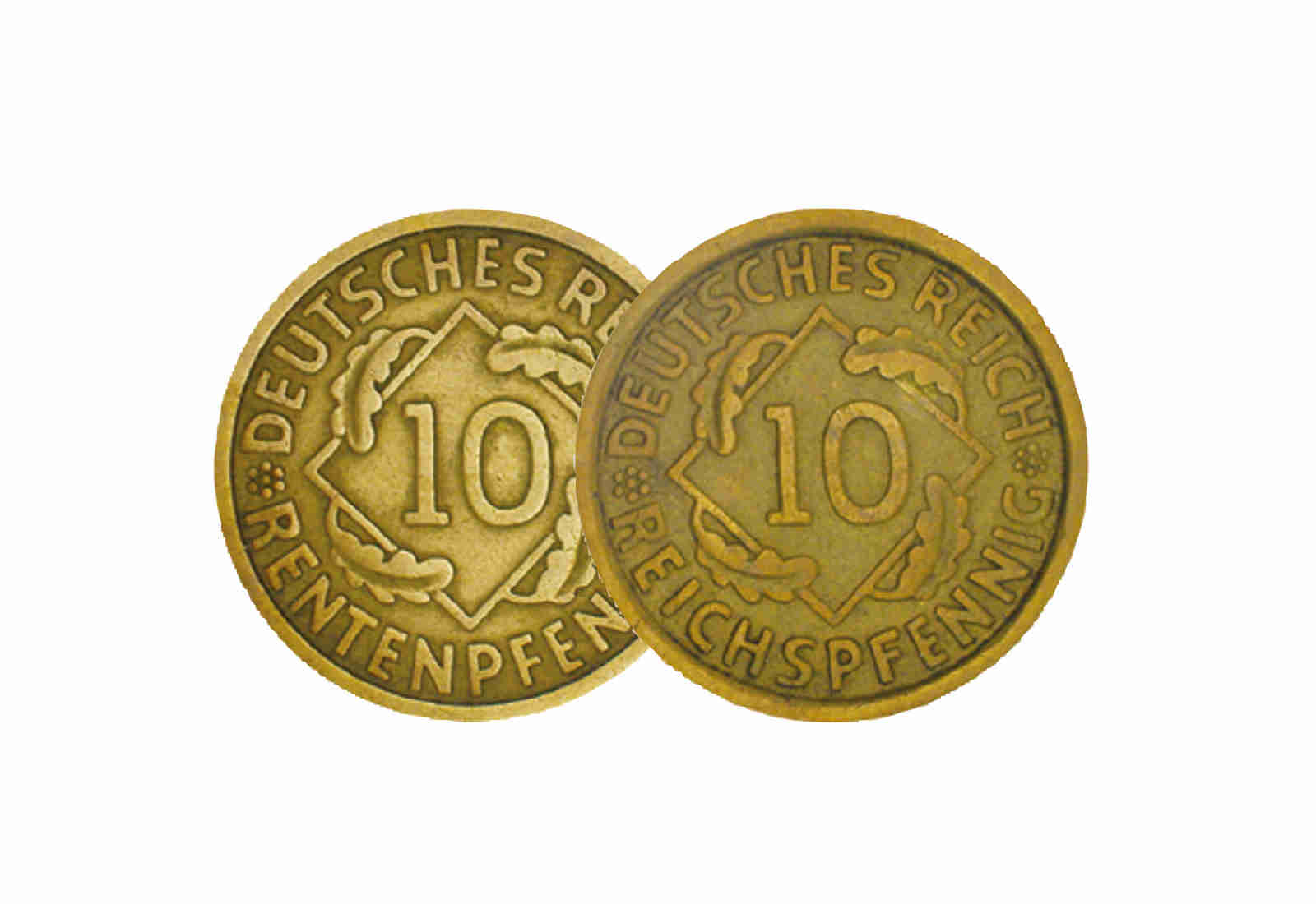 10 Rentenpfennig und 10 Reichspfennig 1923-1936 Weimarer Republik Prägestätte A Jaeger Nr. 309 und 317