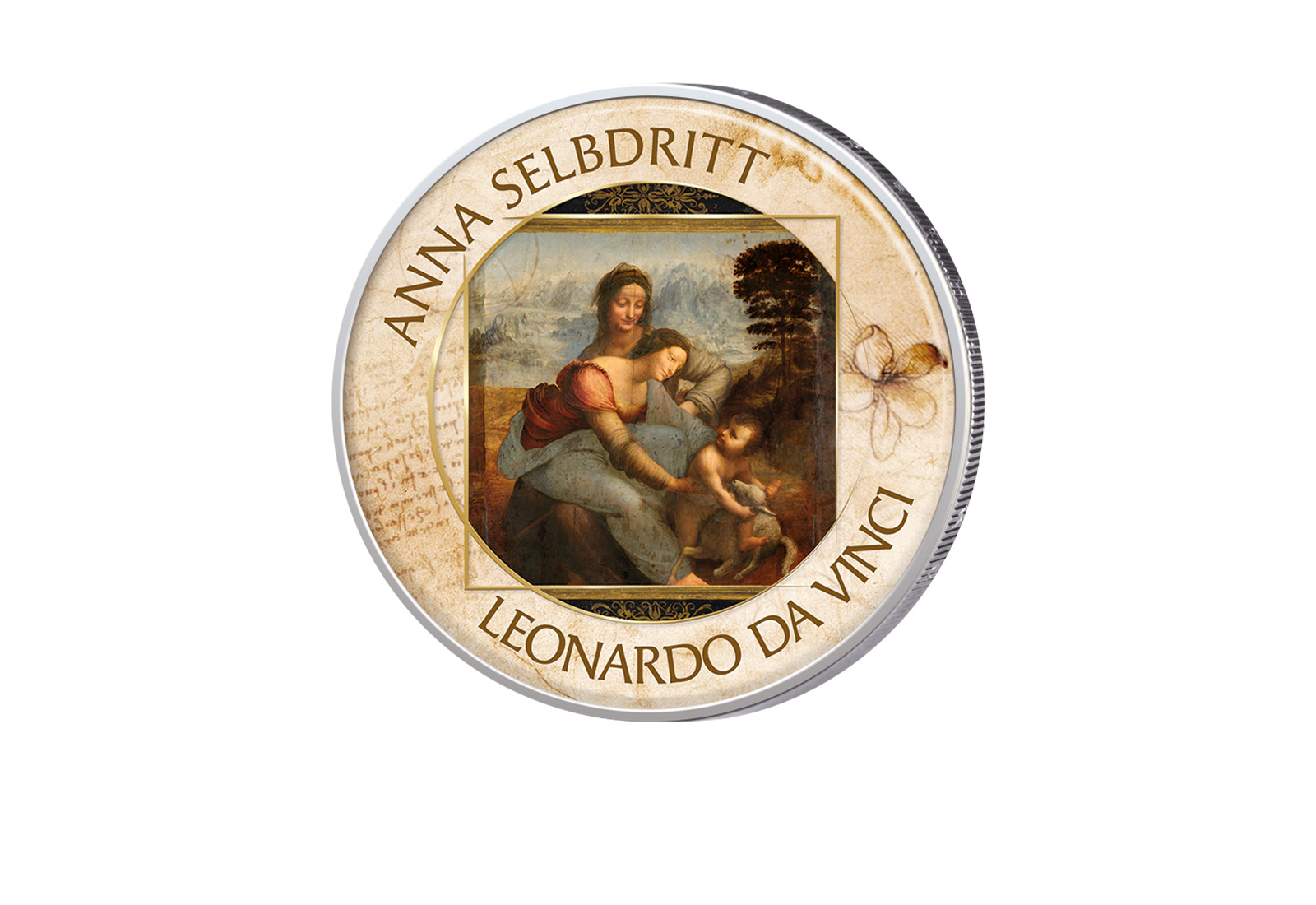 2 Euro mit Farbapplikation Serie Kunst Anna selbdritt