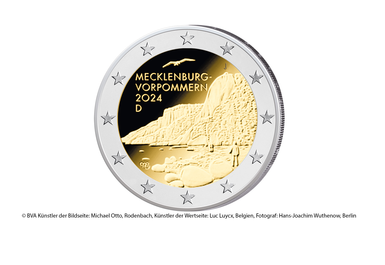 2 Euro 2024 Deutschland Königsstuhl Mecklenburg-Vorpommern Prägestätte u. Wahl