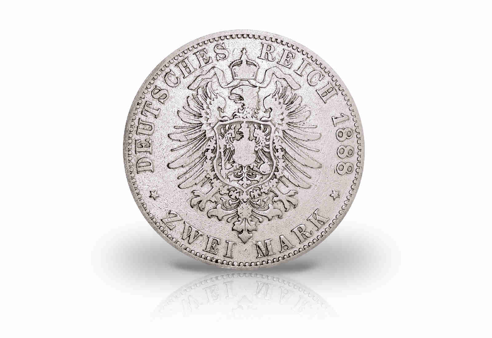 2 Mark 1876-1888 Deutsches Kaiserreich Baden Friedrich I. Jaeger-Nr. 26
