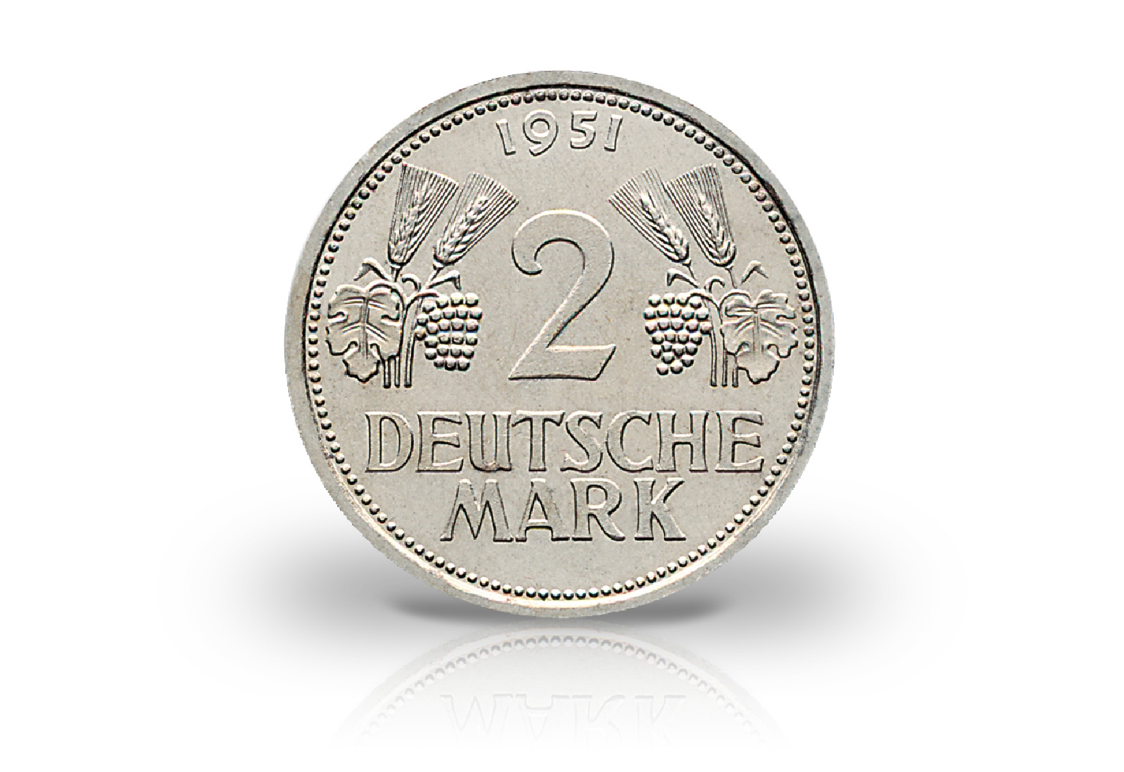 2 DM 1951 BRD Ähren Prägestätte D Jaeger-Nr. 386