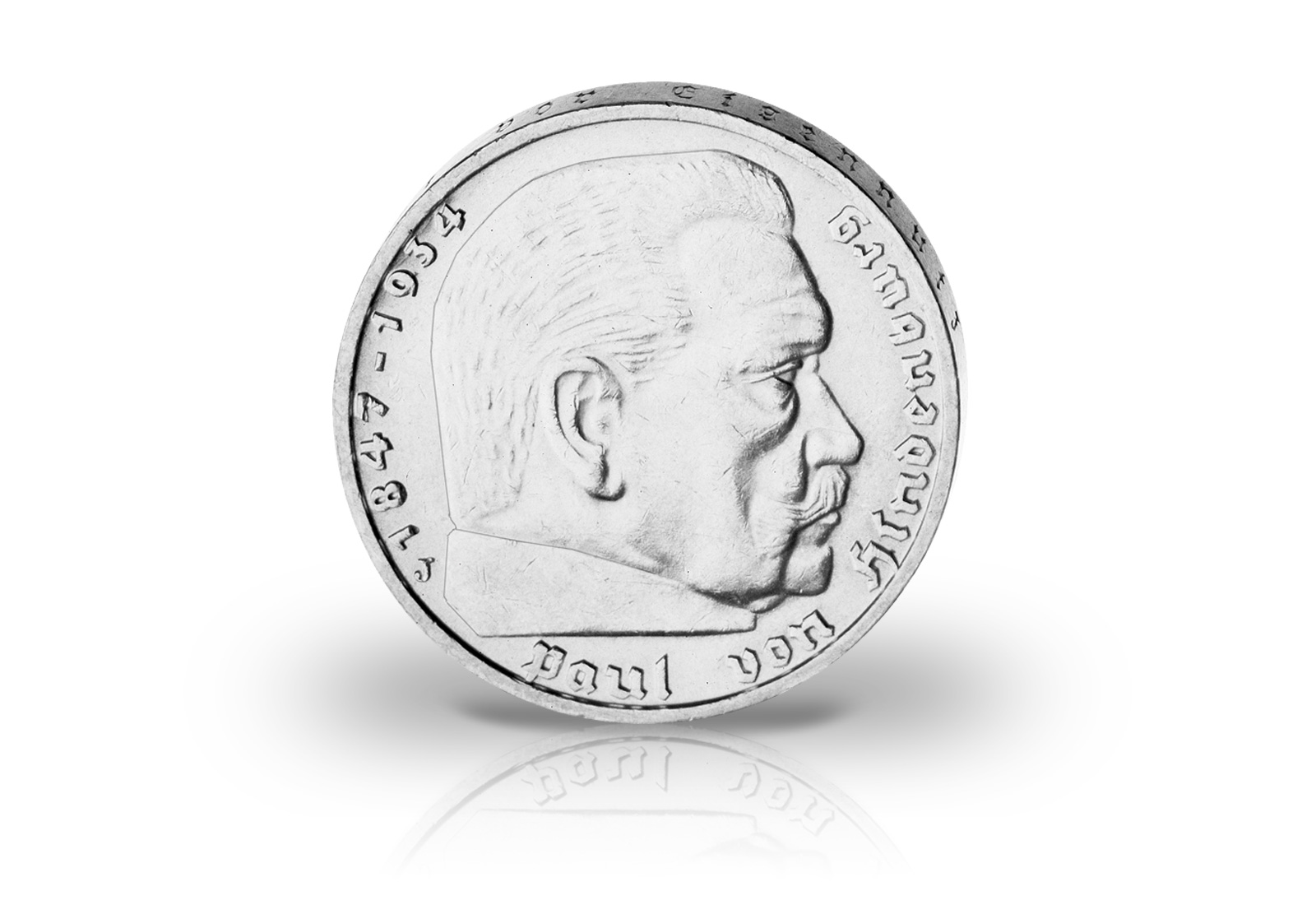 2 Reichsmark Silbermünze Komplettset 1936-1939 Drittes Reich Hindenburg mit Kassette und Urkunde