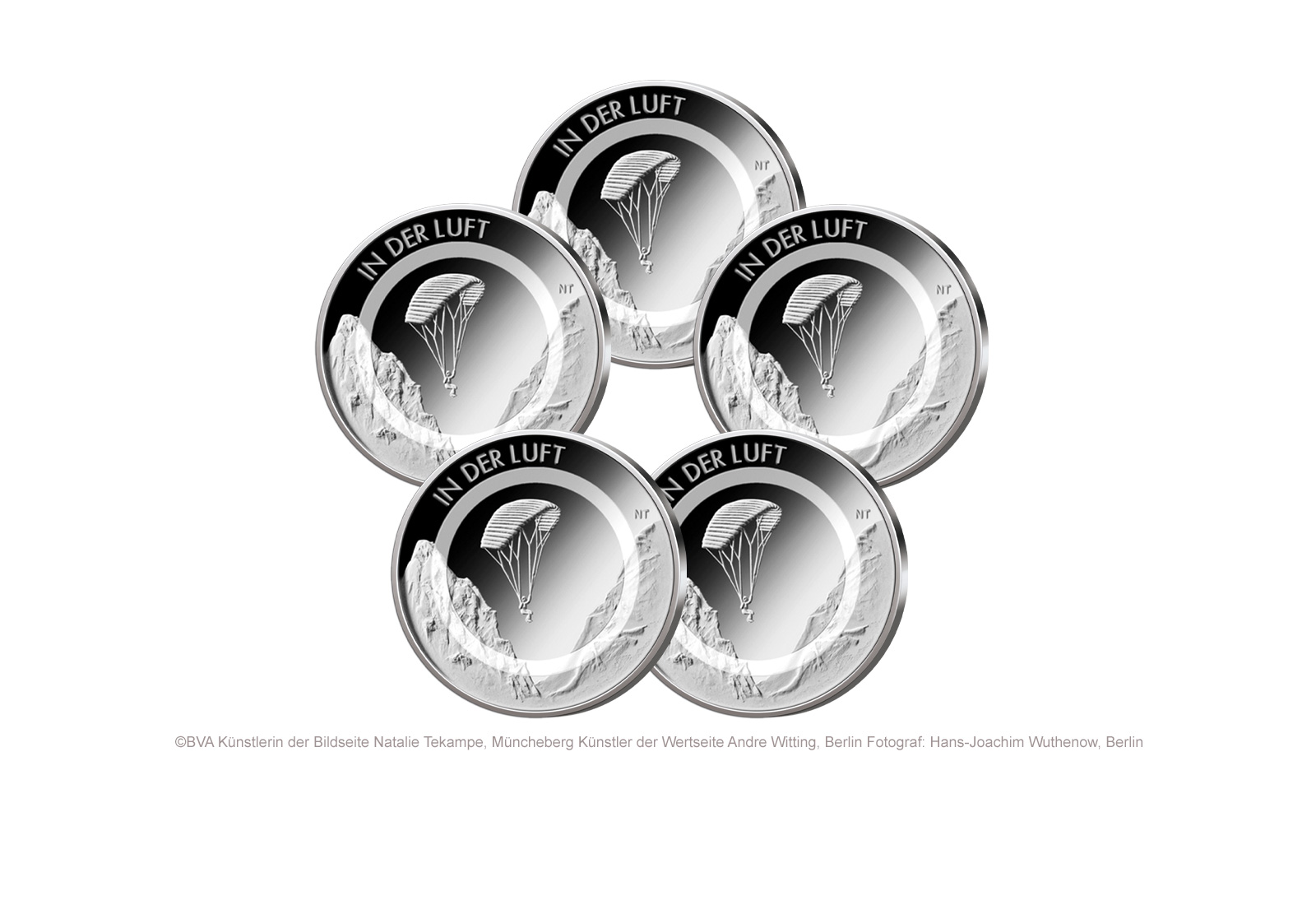 10 Euro 2019 Deutschland In der Luft mit Polymerring st Prägestätte A-J mit Kassette