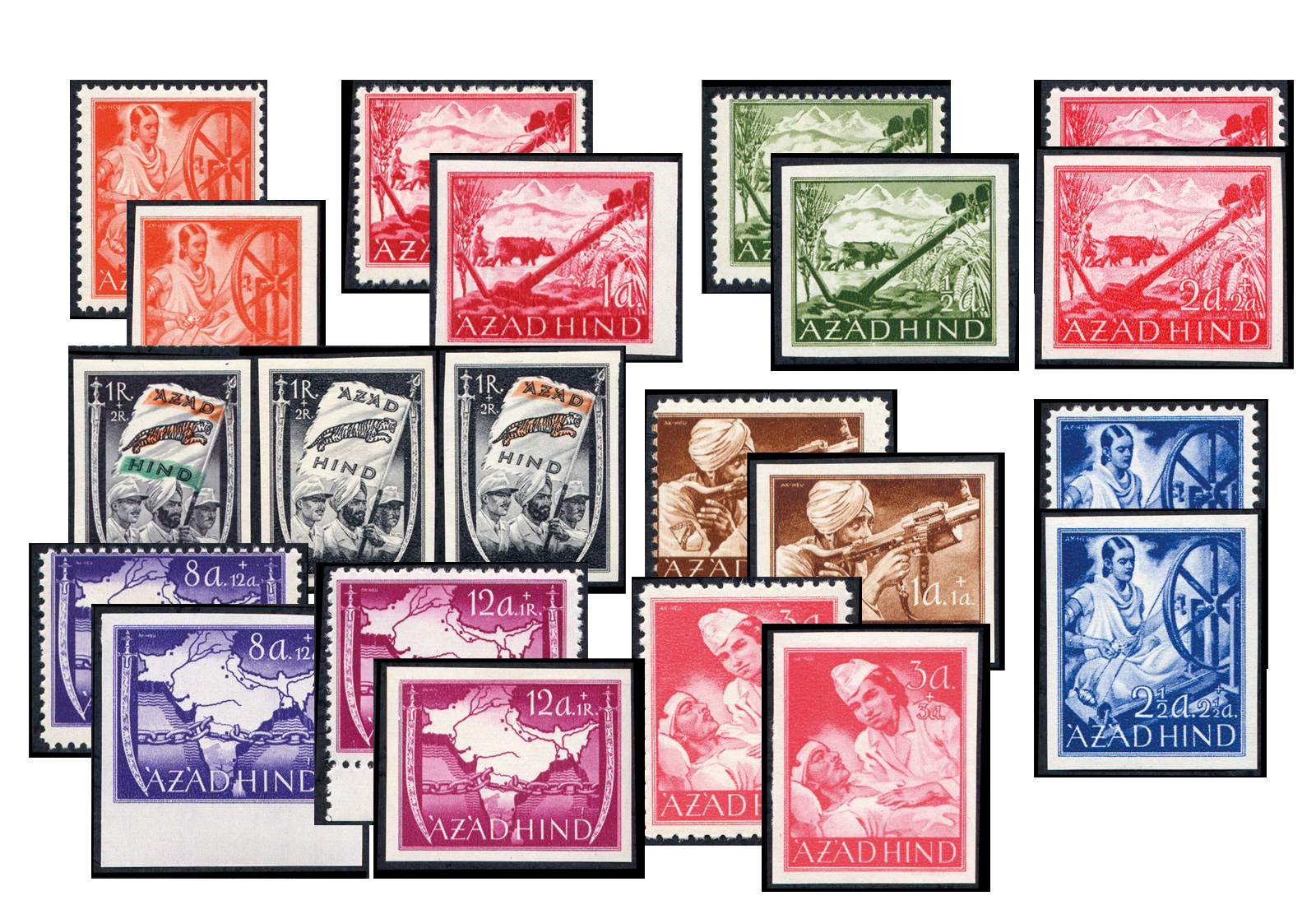 Briefmarken Nationales Indien I-X , A+B ** inkl. VII a,b,c